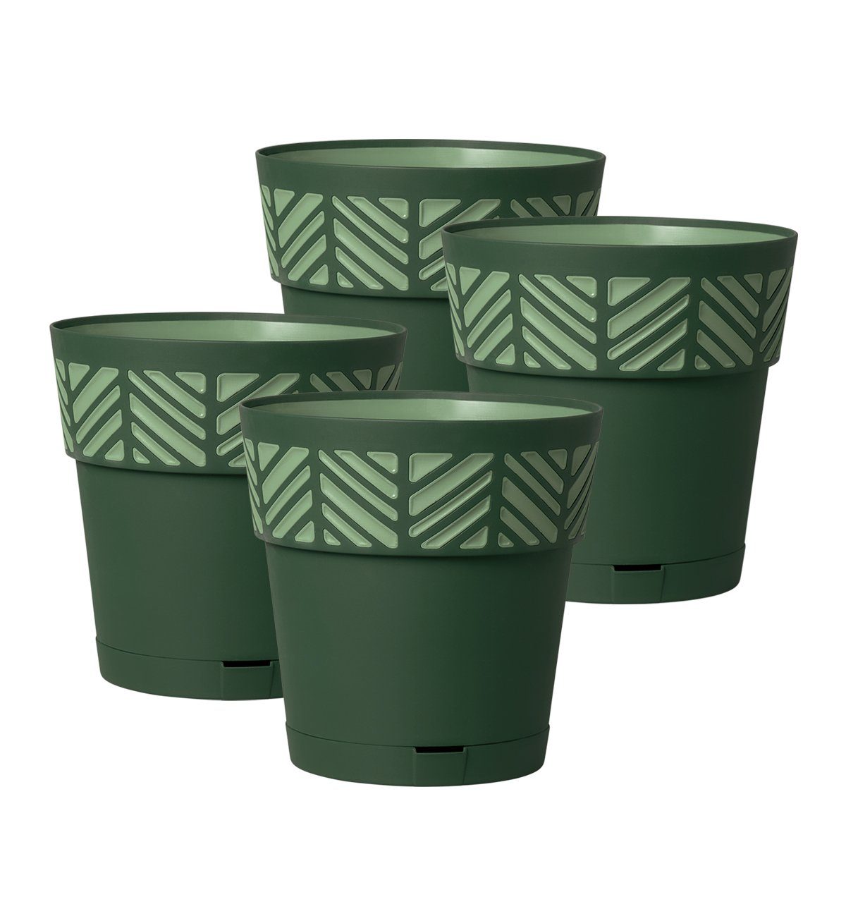 Kreher Blumentopf Set: 4 x Pflanztöpfe "Orfeo" 20x20 cm (Farbe wählbar) Grün