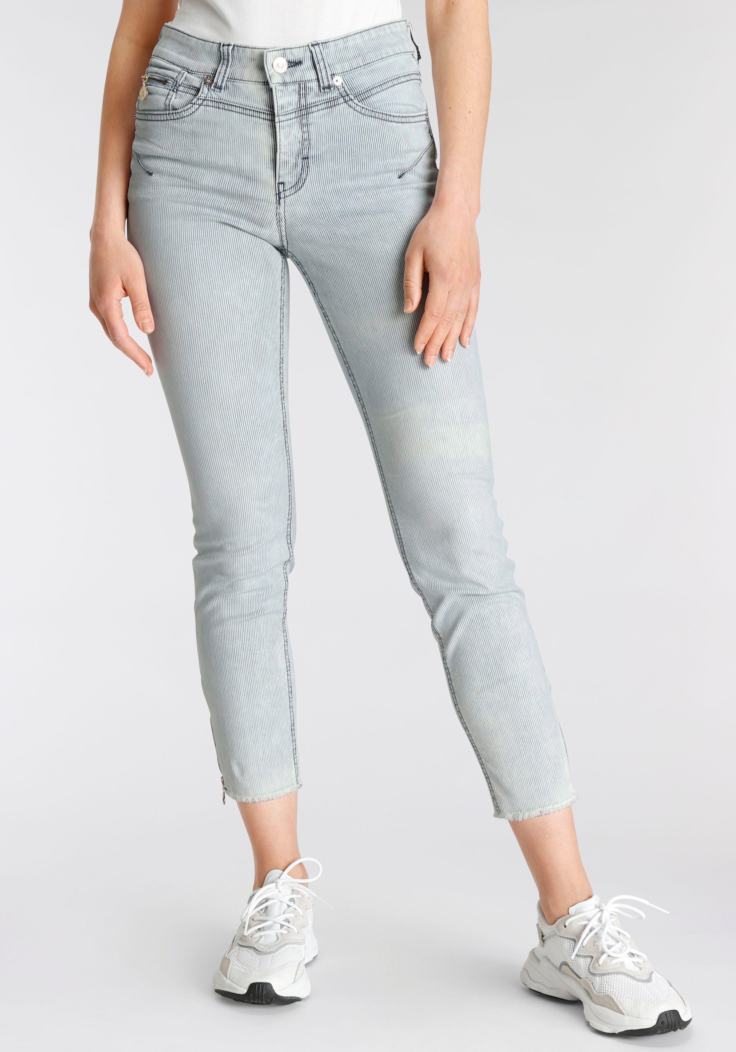 MAC 7/8-Jeans Jeans »Rich-Slim-chic stripe«, Reißverschluss-Details am  Beinabschluss