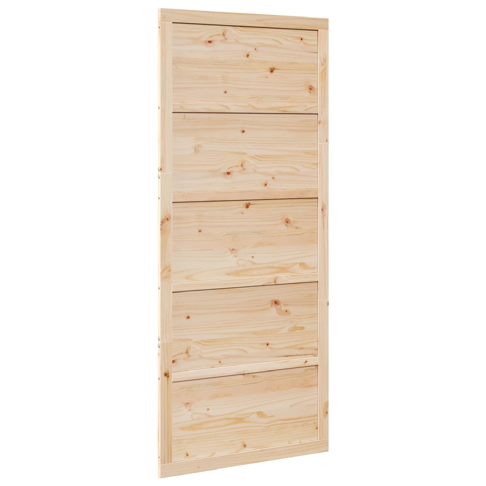 vidaXL Schiebetür Scheunentür Natur 100 x 2,5 x 208 cm Massives Kiefernholz (1-St)