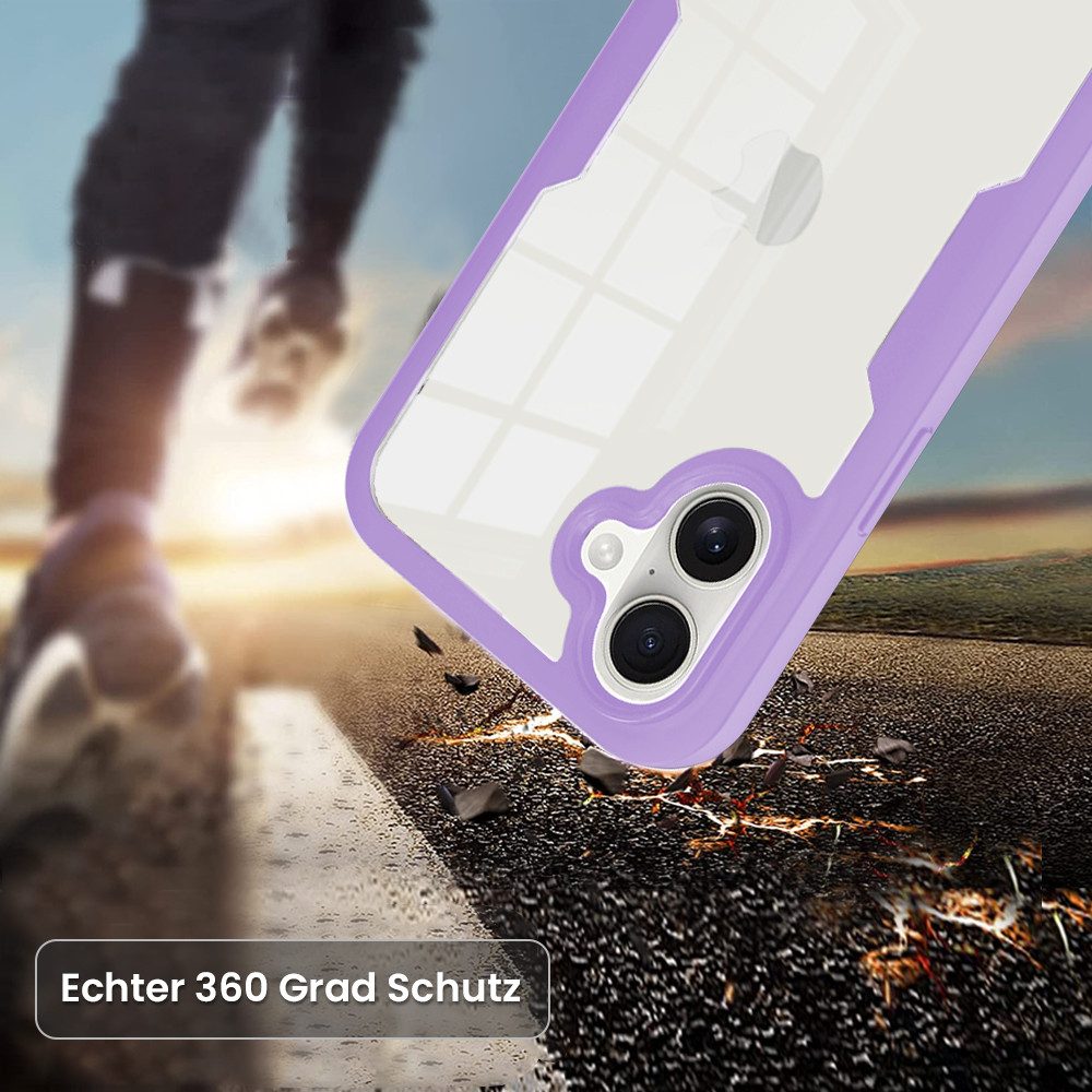 Tec-Expert Handyhülle 360 Grad Hülle für Apple iPhone 16 6.1 Zoll, 6.1, Rundum Schutz Cover Case Hülle robust – Bild 2 von 5