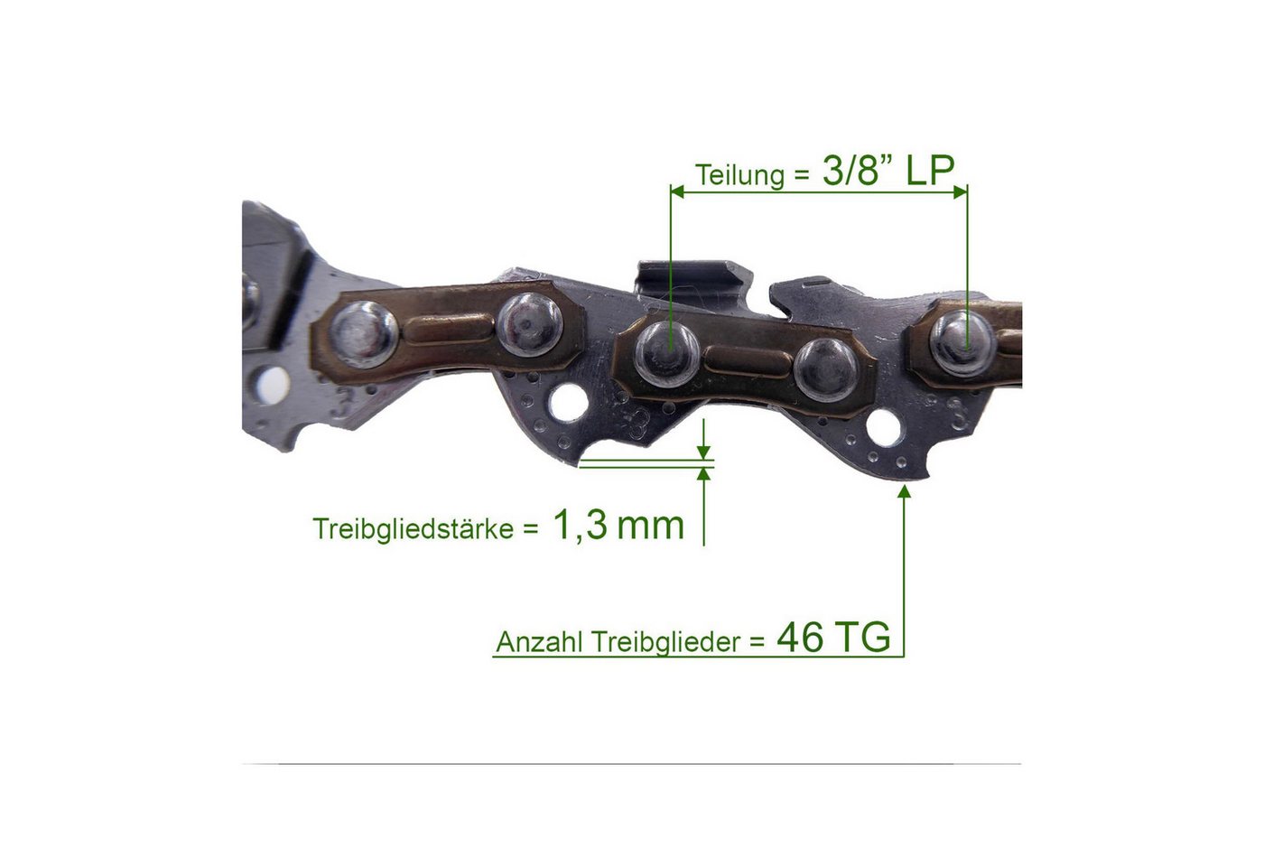 Thumbnail - Fritz Krug Ersatzkette 3 Stück Profi C Sägekette 3/8P 1.3 mm 46 TG Low Profi Ersat, 3/8P