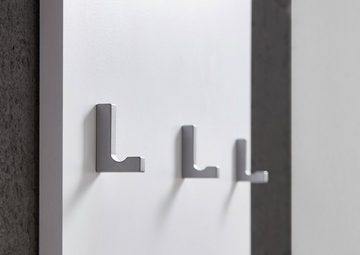 BMG Möbel Garderoben-Set Mailand 3, (inkl. Spiegel, Wandpaneel mit hochwertigen Metallhaken, Grifflose Fronten in Hochglanz Weiß lackiert), Made in Germany