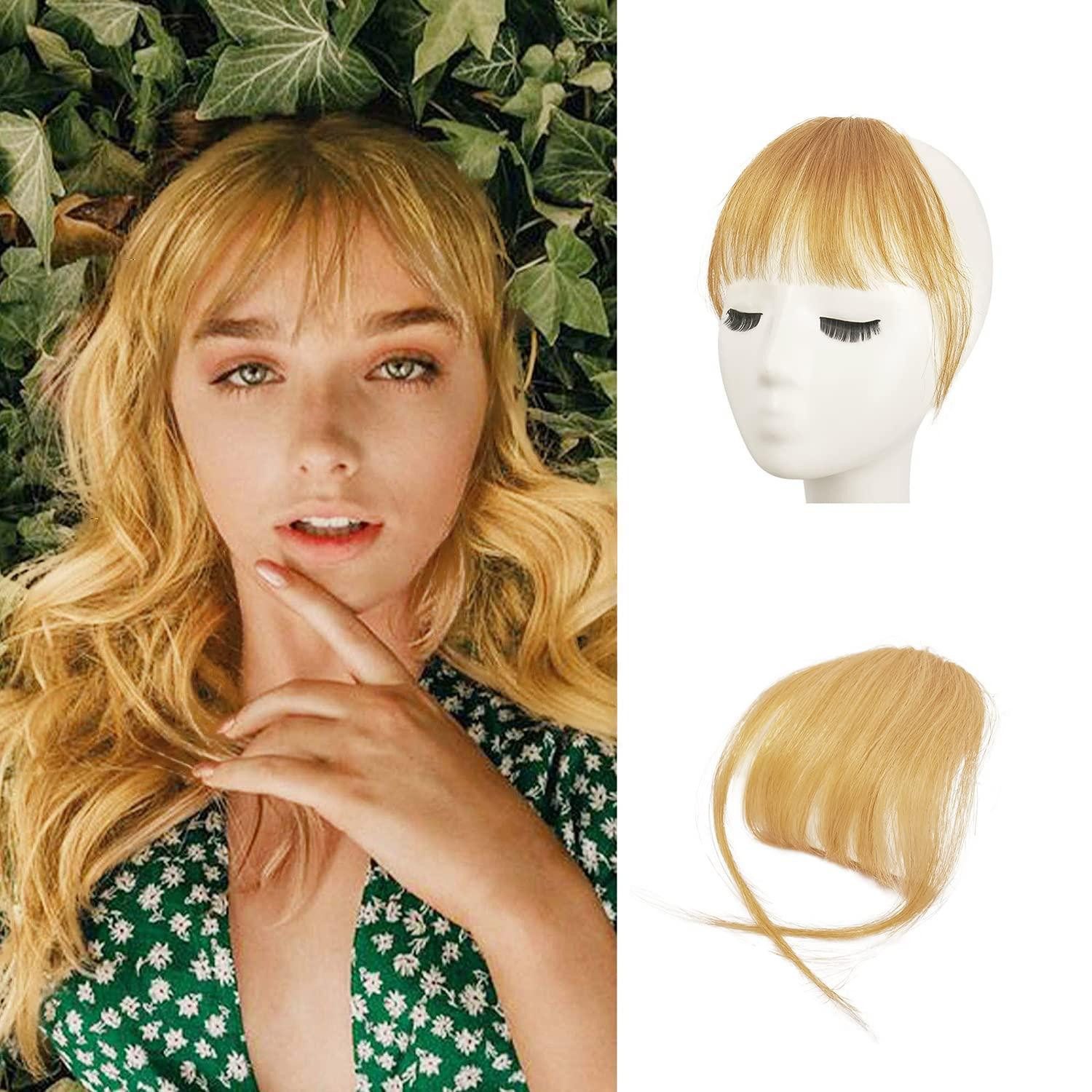 Echthaar-Extension Clip-in Pony Echthaar Fransen natürliche Farbe Erdbeerblond