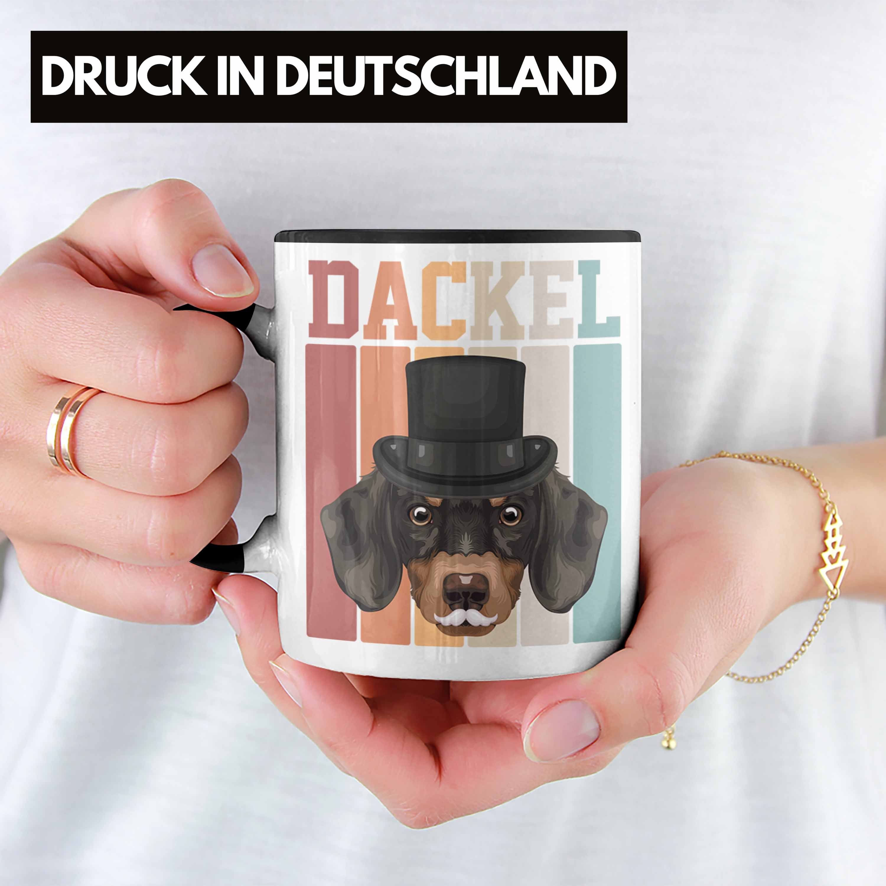 Trendation Tasse Dackel Besitzer Tasse Geschenkidee Spruch Geschenk Vina Schwarz Retro Lustiger