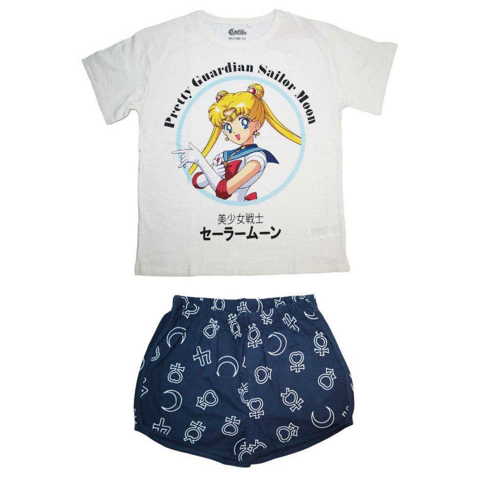 Sailor Moon Schlafanzug Sailor Moon Anime kurzarm Pyjama Schlafanzug Schlafshirt Shorts Gr. XS bis XL