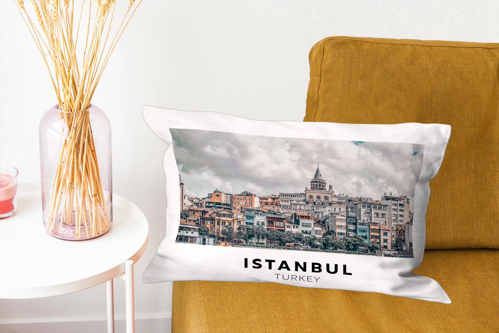 Zierkissen, - Istanbul Dekokissen Dekokissen - Schlafzimmer Architektur, mit MuchoWow Türkei Dekoration, Wohzimmer Füllung,