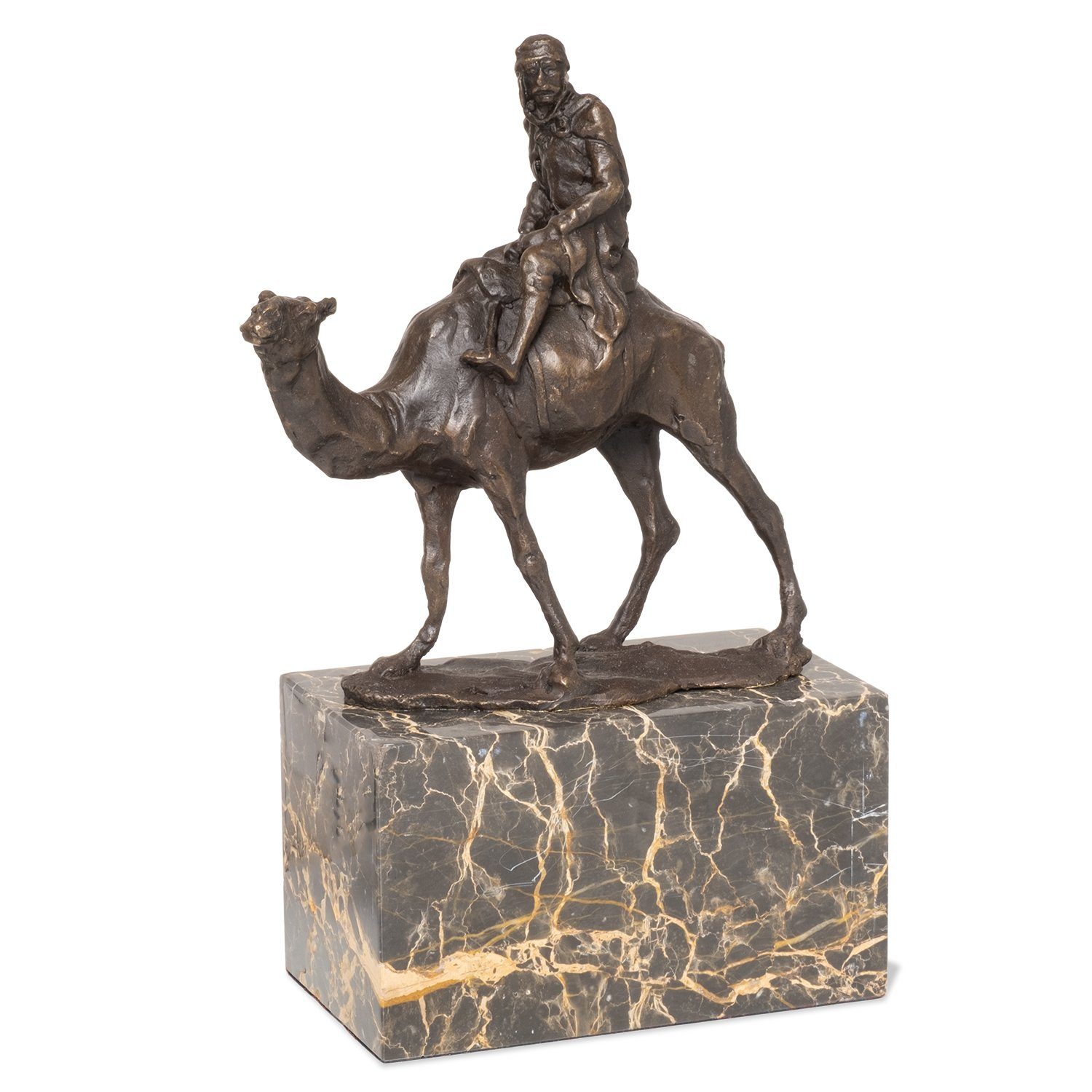 Moritz Skulptur Bronzefigur Kamel und Reiter, Bronze Fiugren für Regal