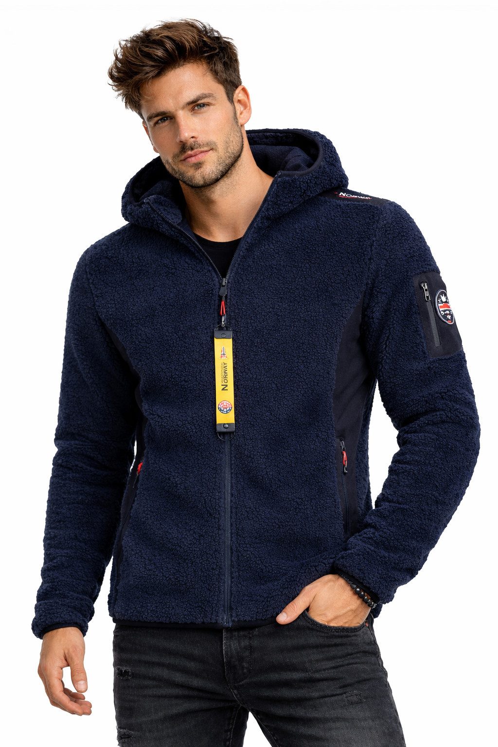 Geographical Norway Fleecejacke Herren Übergangs jacke Teddy Fleece Jacke Outdoor MIX Stoff Frühling