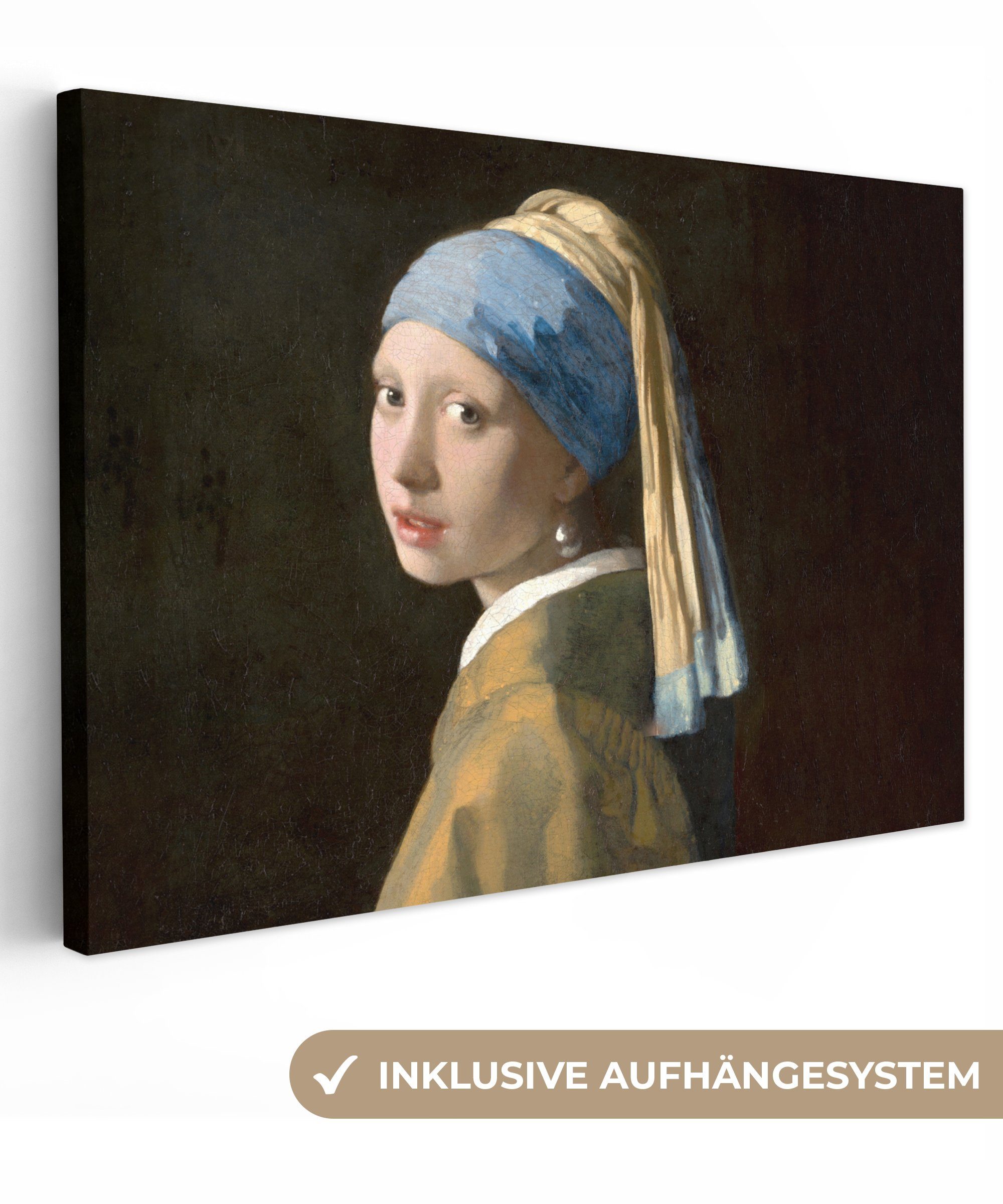 OneMillionCanvasses® Leinwandbild Mädchen mit Perlenohrring - günstig online kaufen