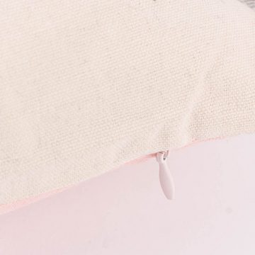 SCHÖNER LEBEN. Dekokissen Kinderkissen Hase aus Baumwolle rosa weiß goldfarbig 40x40cm