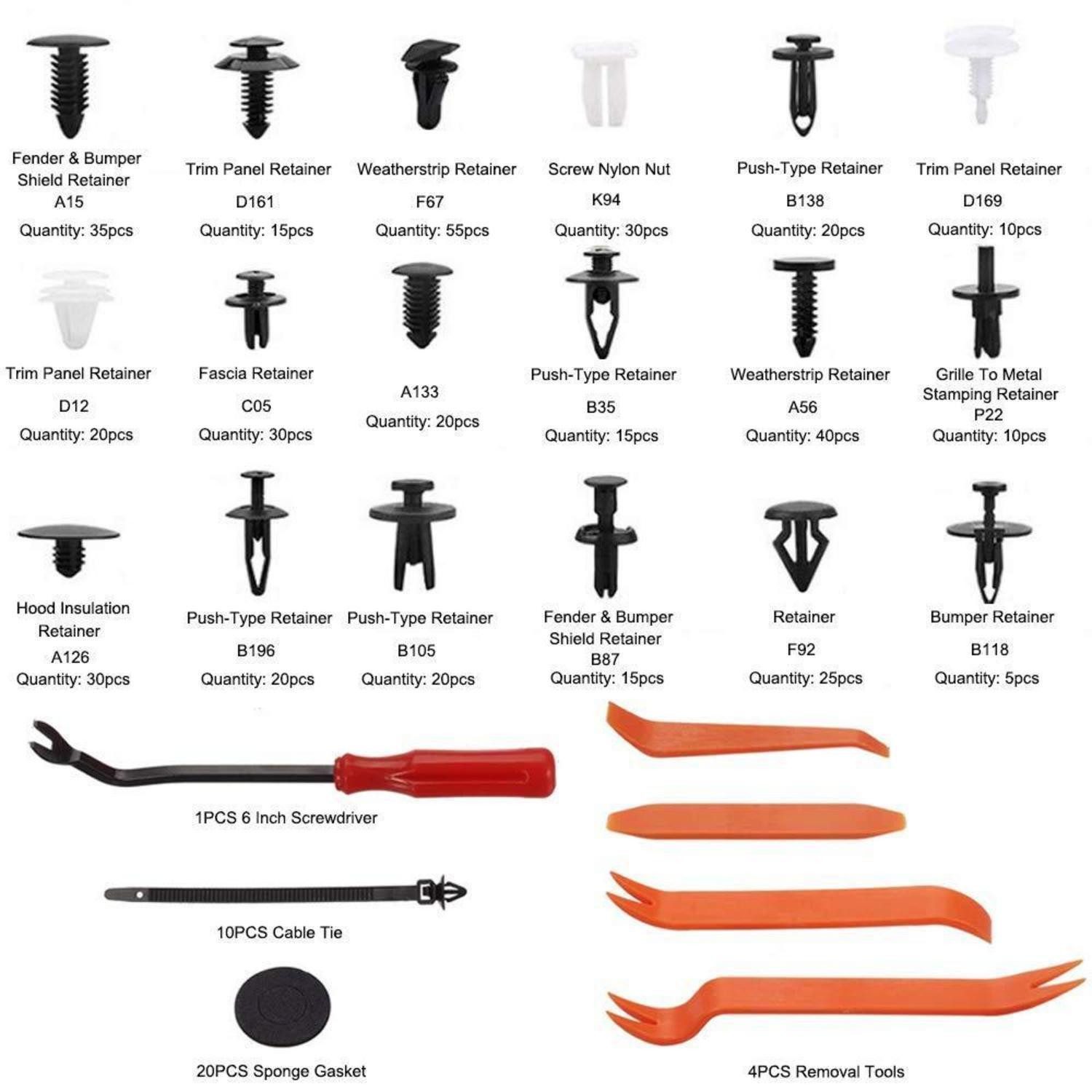 LuxusKollektion Leisten-Befestigungsclips Universal Auto Befestigung Clips Set 450 teilig Nylonclips mit