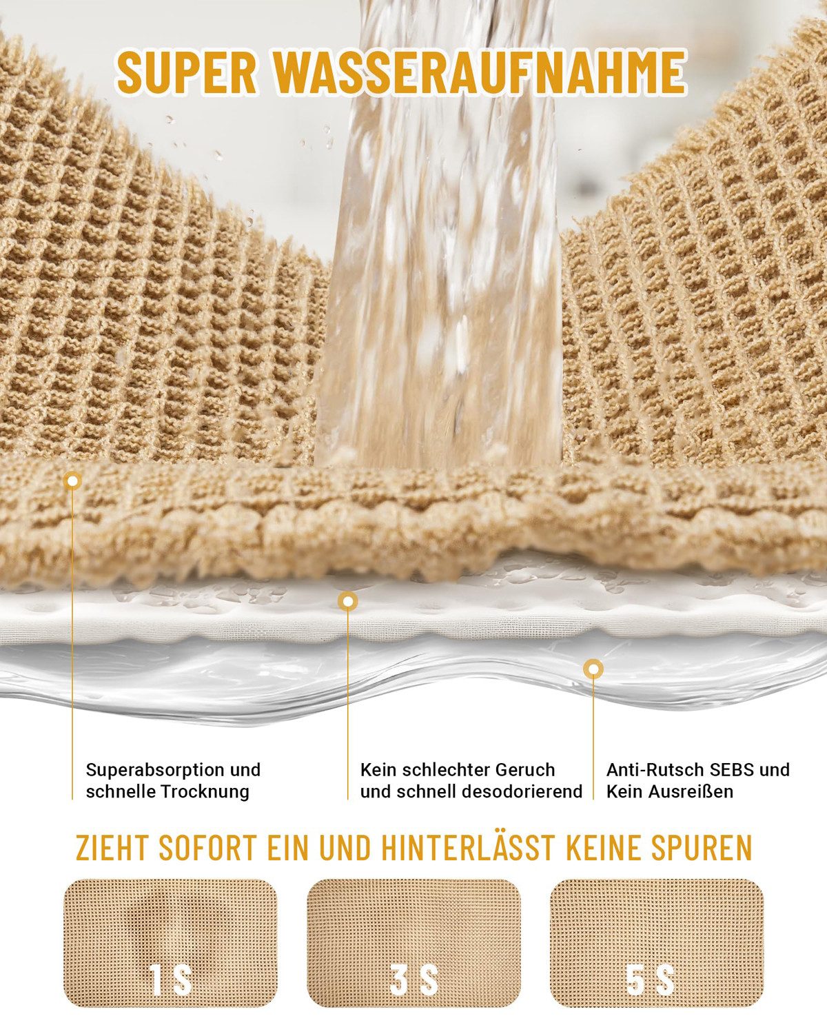 Coonoor Badematte Rutschfeste Waffel-Badmatte, Super Absorbierende günstig online kaufen
