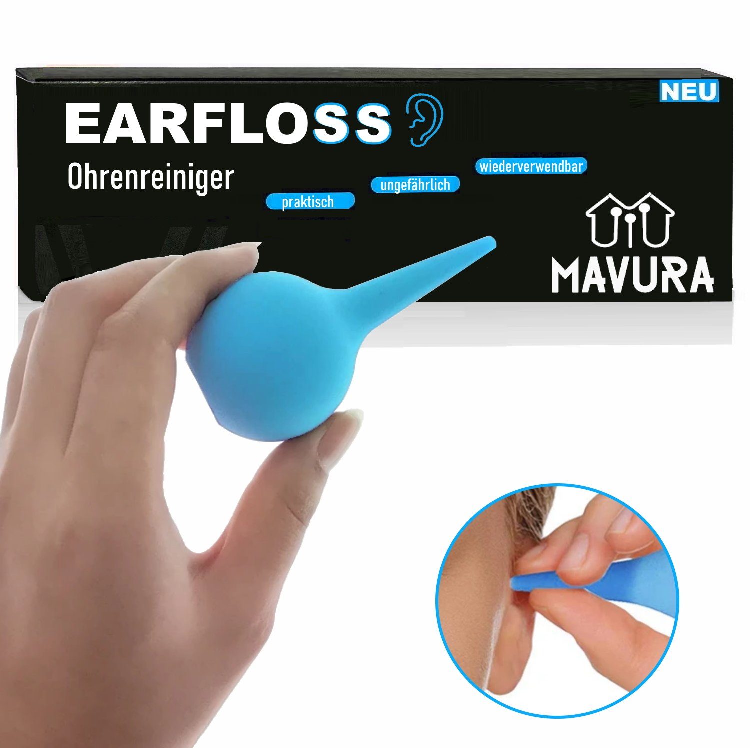 MAVURA Ohrenreiniger EARFLOSS Premium Ohrenreiniger Ohrendusche Ohrenspritze, Ohrenspülung Ohrenschmalzentferner