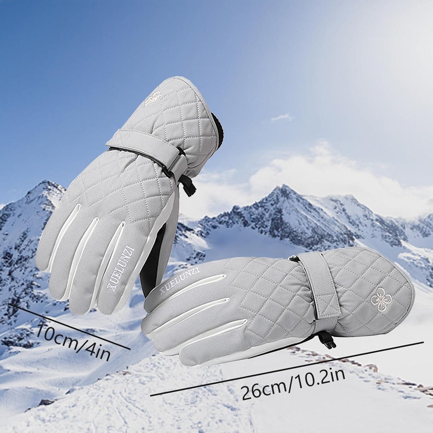 LuxusKollektion Skihandschuhe Skihandschuhe Damen Touchscreen Wasserdicht Snowboard Gitter Grau