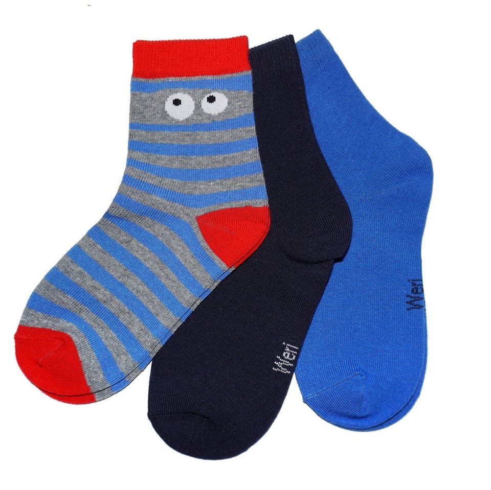 WERI SPEZIALS Strumpfhersteller GmbH Basicsocken Kinder Socken in 3-er  Packs >>Mix<< aus Baumwolle (Set, 3-Paar)