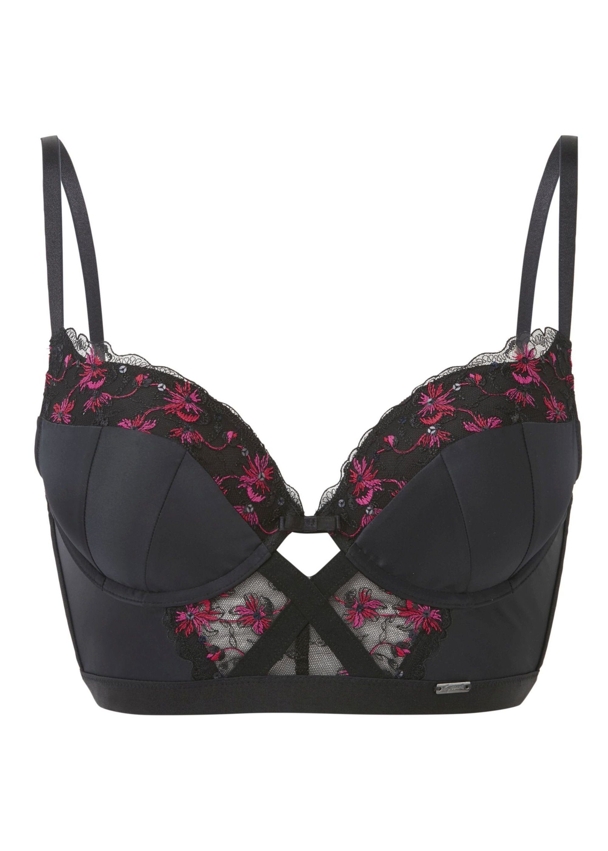 Gossard Longline-BH VIP Geisha Push-Up Longline BH Black/Red (Longline BH, 1-tlg., Teilspitze) verführerisch sexy