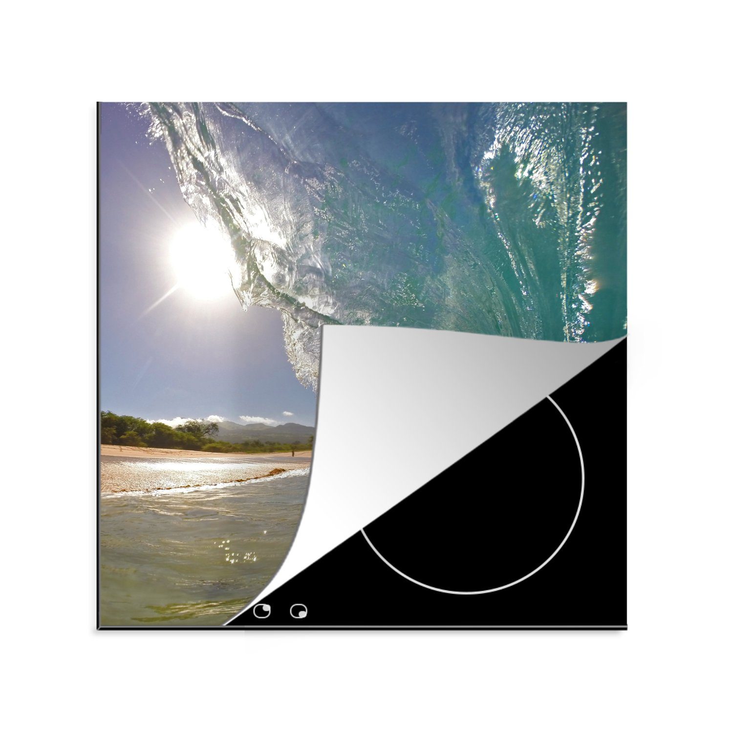 MuchoWow Herdblende-/Abdeckplatte Waves Oceania Fotodruck, Vinyl, (1 tlg), 78x78 cm, Ceranfeldabdeckung, Arbeitsplatte für küche