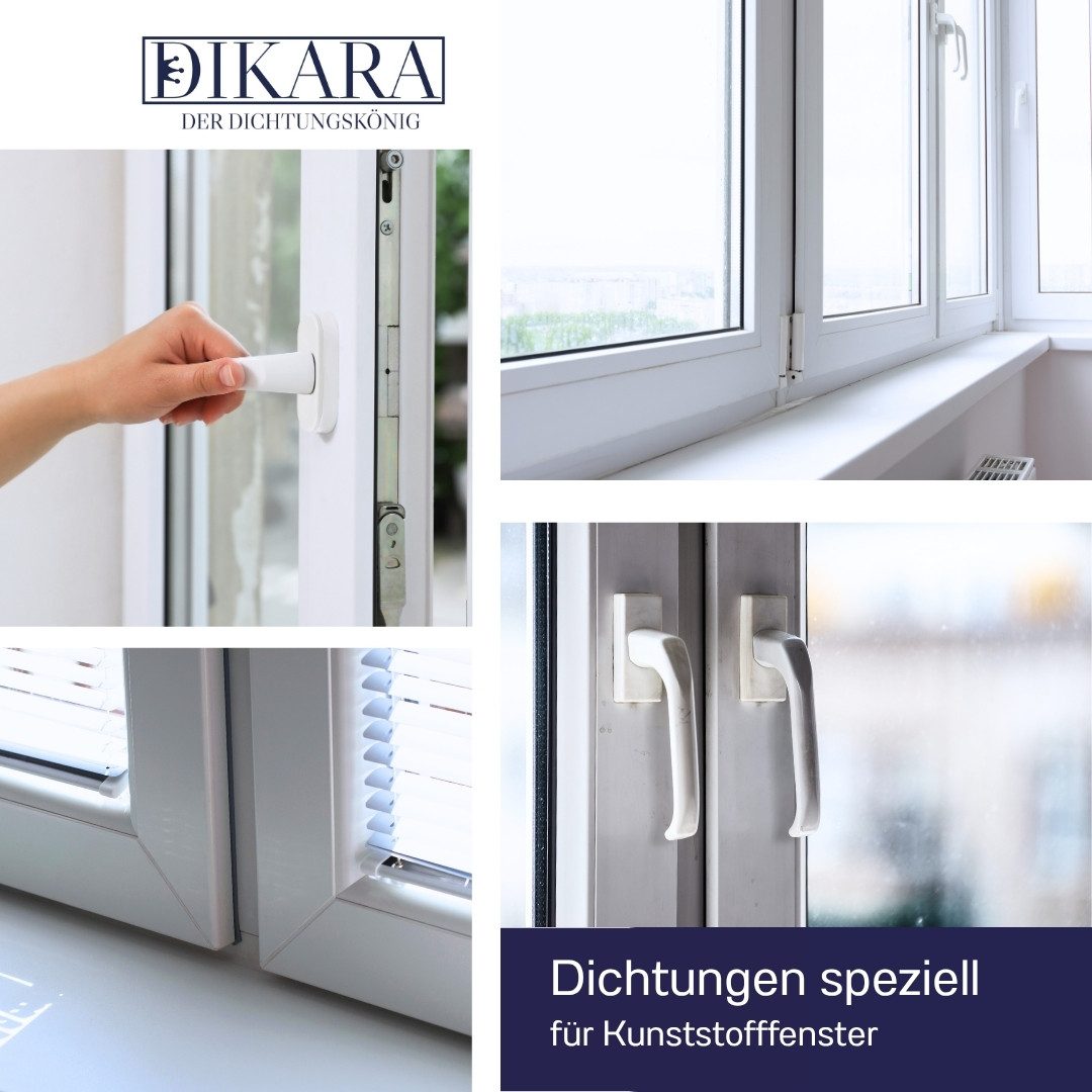 Dikara Dichtungsband Fensterdichtung Aluminium-, Kunststofffenster Höhe 10,6mm Nut 5,2mm, Antidehnungsfaden, TPE