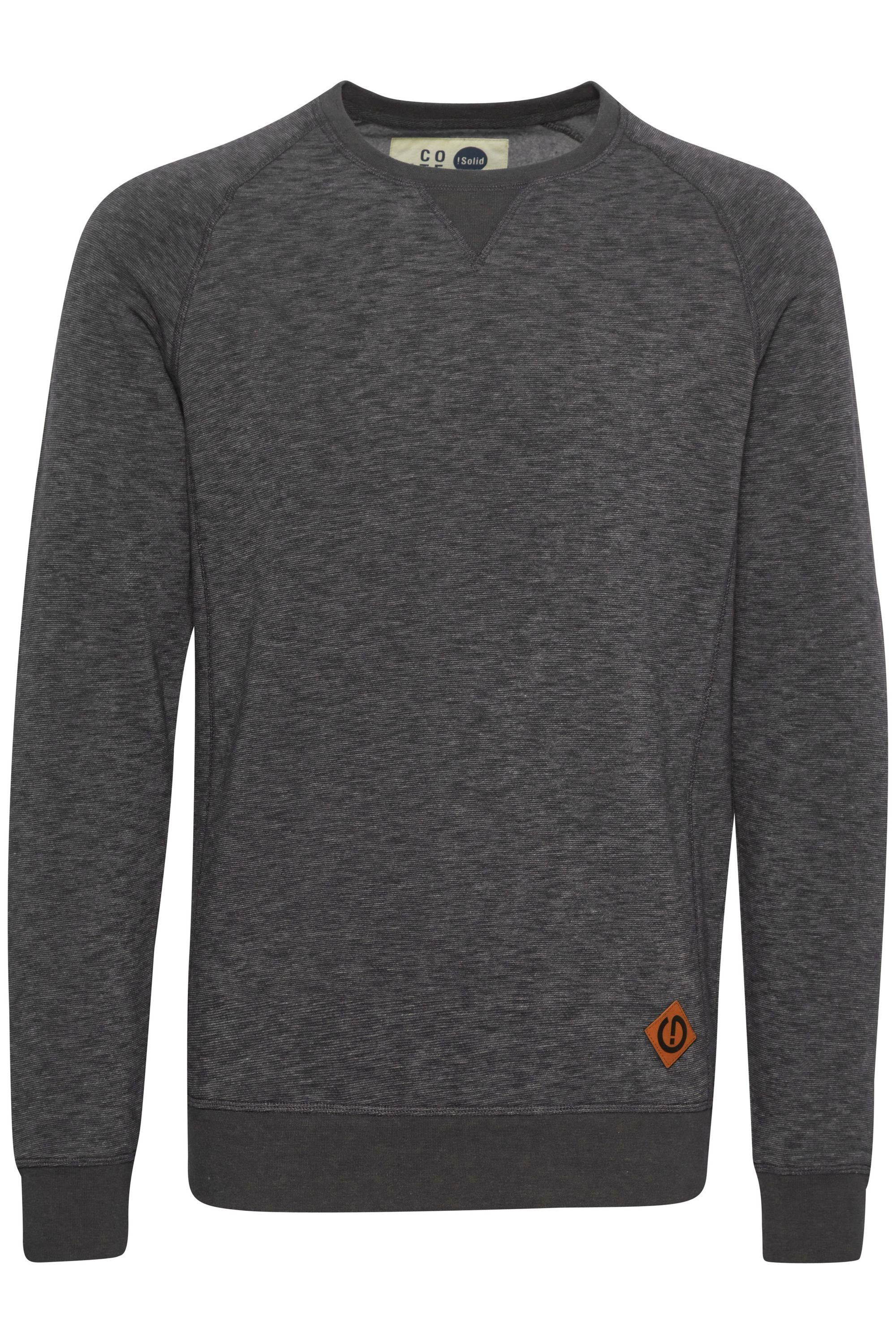 Melange mit SDVituNeck (8236) Sweatpullover Sweatshirt Ziernähten !Solid dekorativen Grey
