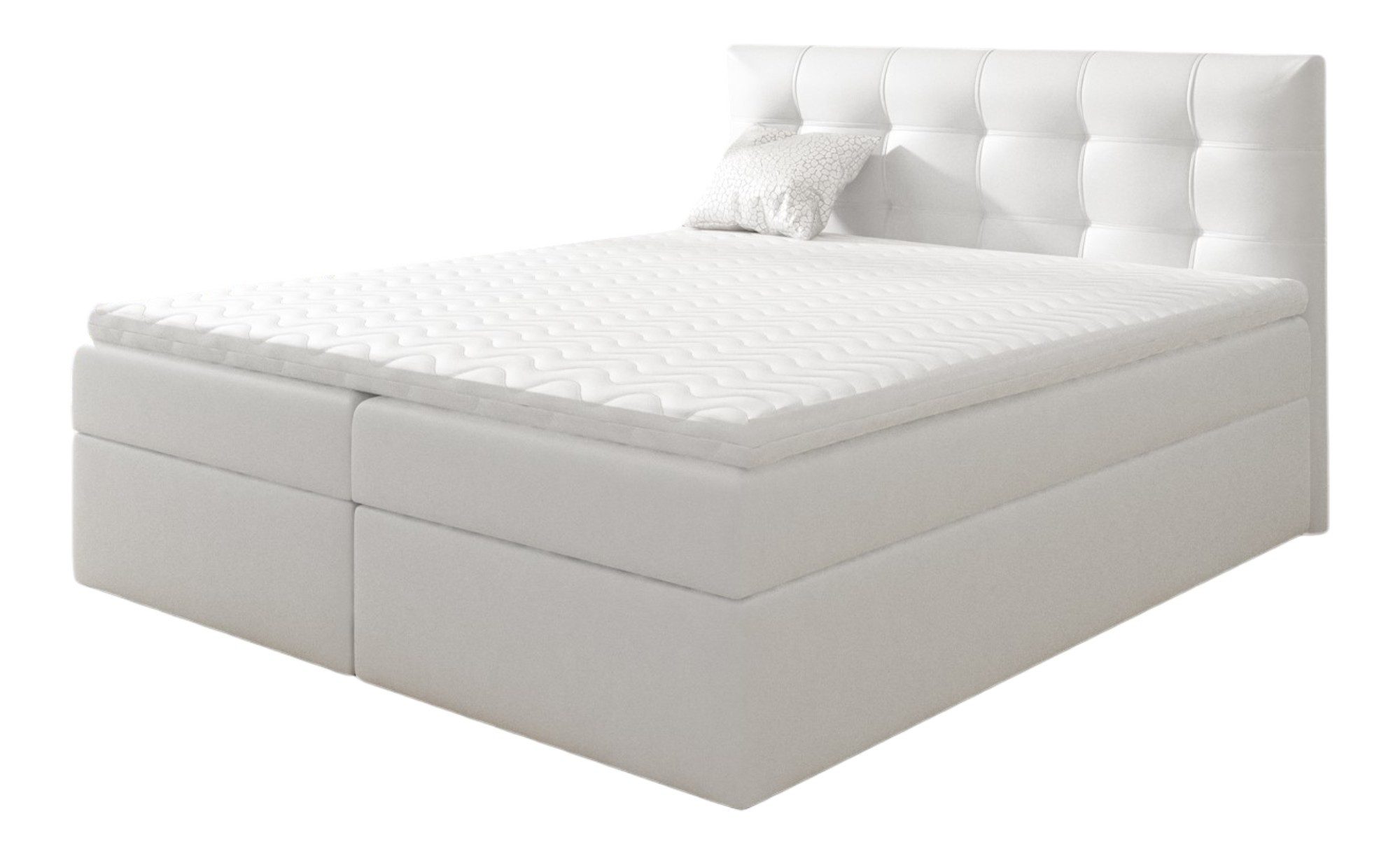 Fun Möbel Boxbett Schlafzimmerbett OVIEDO in Kunstleder (Gepolstertes Kopfteil und gepolsterte Bettkästen, Beidseitig aufklappbare Bettkästen), Inkl. Kaltschaumtopper und Bettkasten
