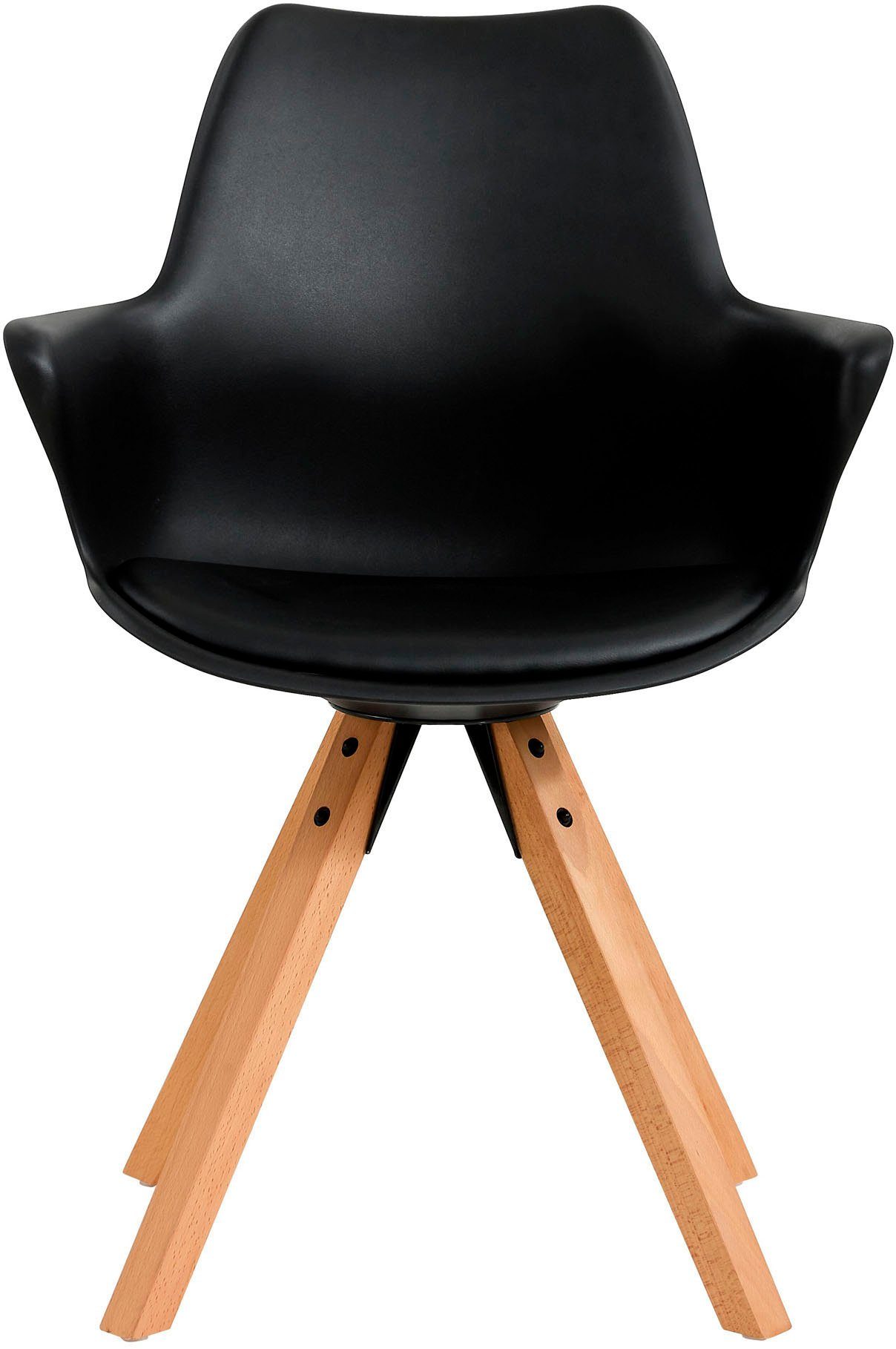 SalesFever Armlehnstuhl (Set, 2 St), Sitzfläche aus Kunstleder Schwarz, Natur | Schwarz