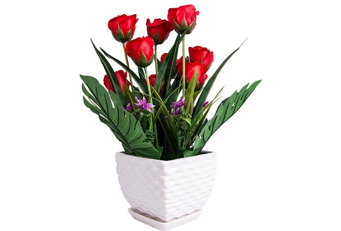 Dekonaz Dekovase Dekorativer Blumen-Keramiktopf, Rot