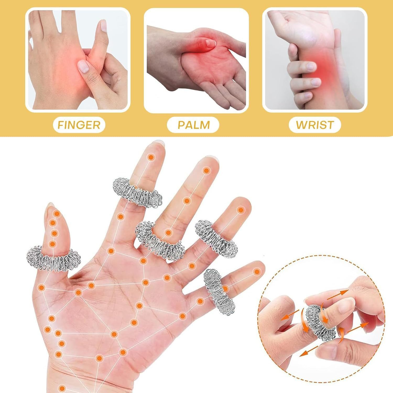 FELIXLEO Massageball 12 Stück Igelball Massage Set mit Anti Stress Ringen, 12-tlg. – Bild 3 von 5