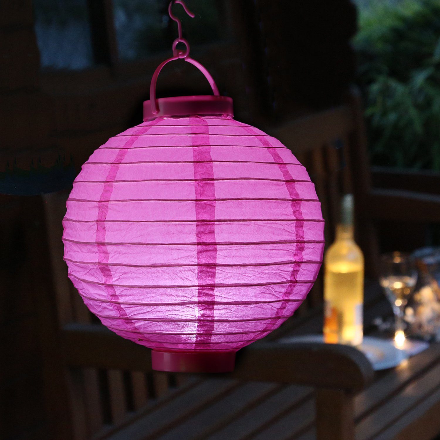MARELIDA LED Lampion »LED Solar Lampion 20cm Party Balkon Terrasse  Gartenbeleuchtung Lichtsensor pink«, LED Classic, kaltweiss (5300K bis  6000K)