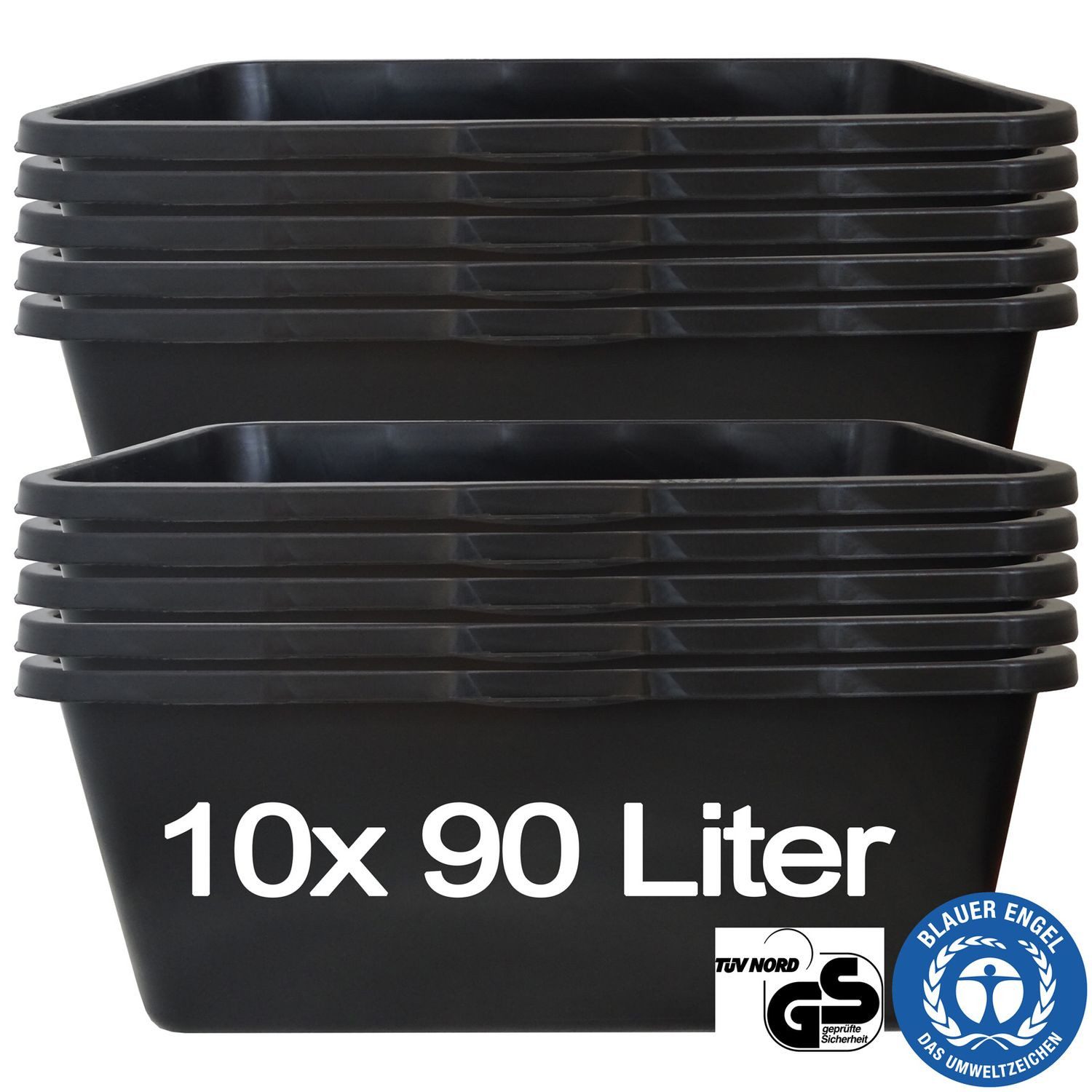 Hossi's Wholesale Mörtelkübel 10x Mörtelwanne 90L Pflanzwanne Tuppe Zementkübel Maurerkasten Garten, (10-tlg)