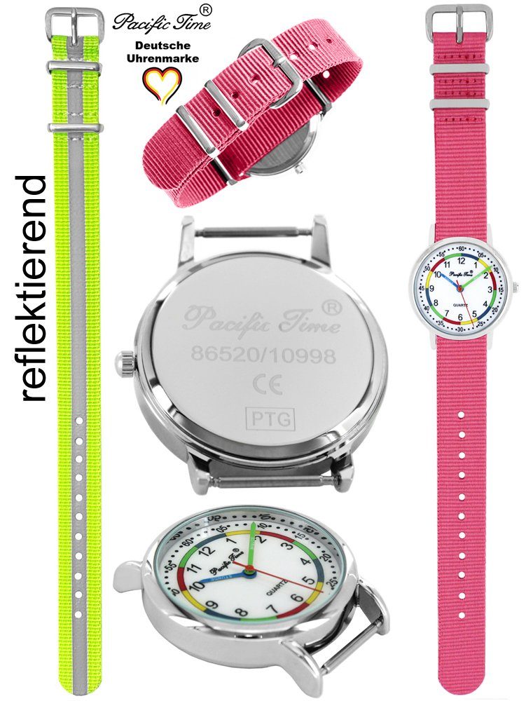 Time Gratis Match und und Reflektor Quarzuhr Mix rosa Kinder Armbanduhr gelb Pacific Set First Wechselarmband, Versand Lernuhr - Design