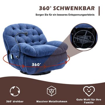 REDOM TV-Sessel 360°-Drehstuhl,Stoff-Massagestuhl,Liegestuhl mit beheiztem Handyhalter (360°-Drehstuhl), mit gepolsterten Armlehnen weicher Wohnzimmerstuhl,Heimkino-Loungesitz