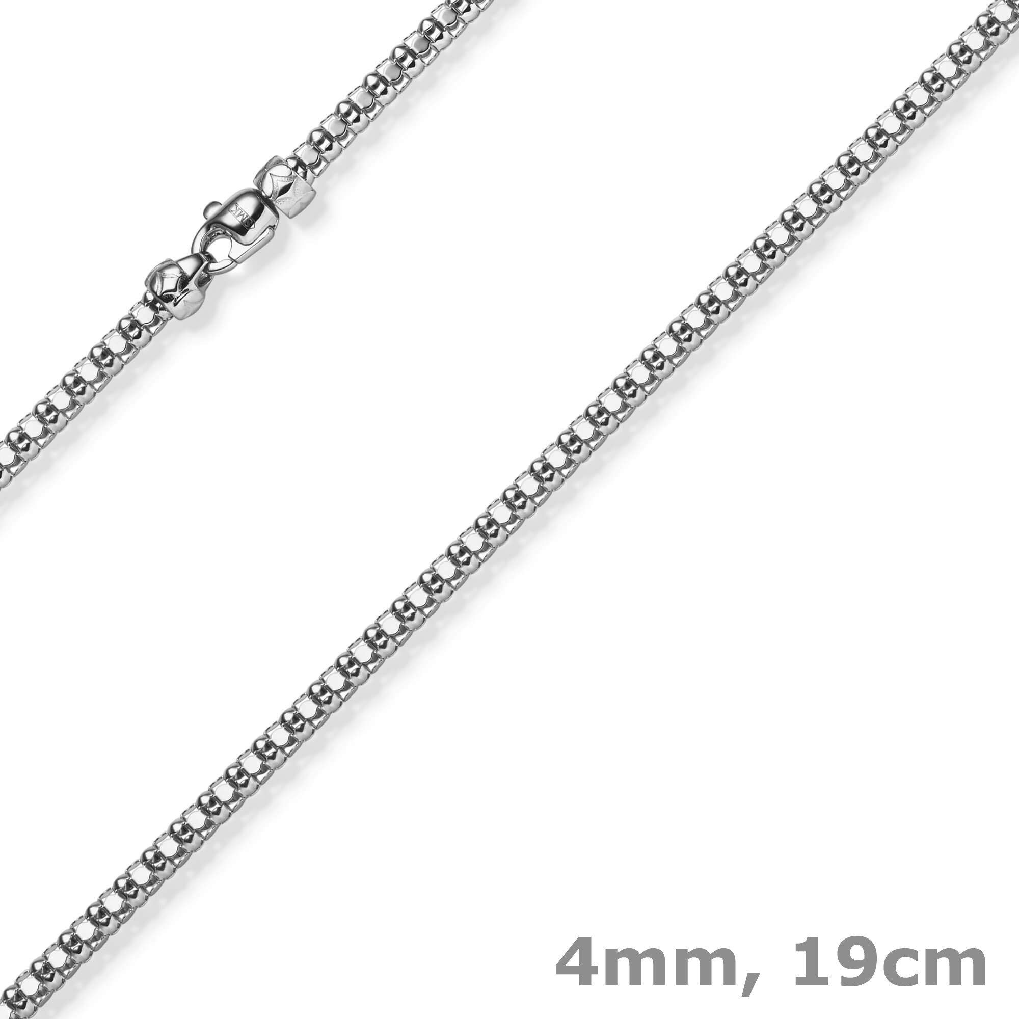 Schmuck Krone Goldarmband 4mm Phantasiearmband aus 585 Weißgold 19cm, Gold 585