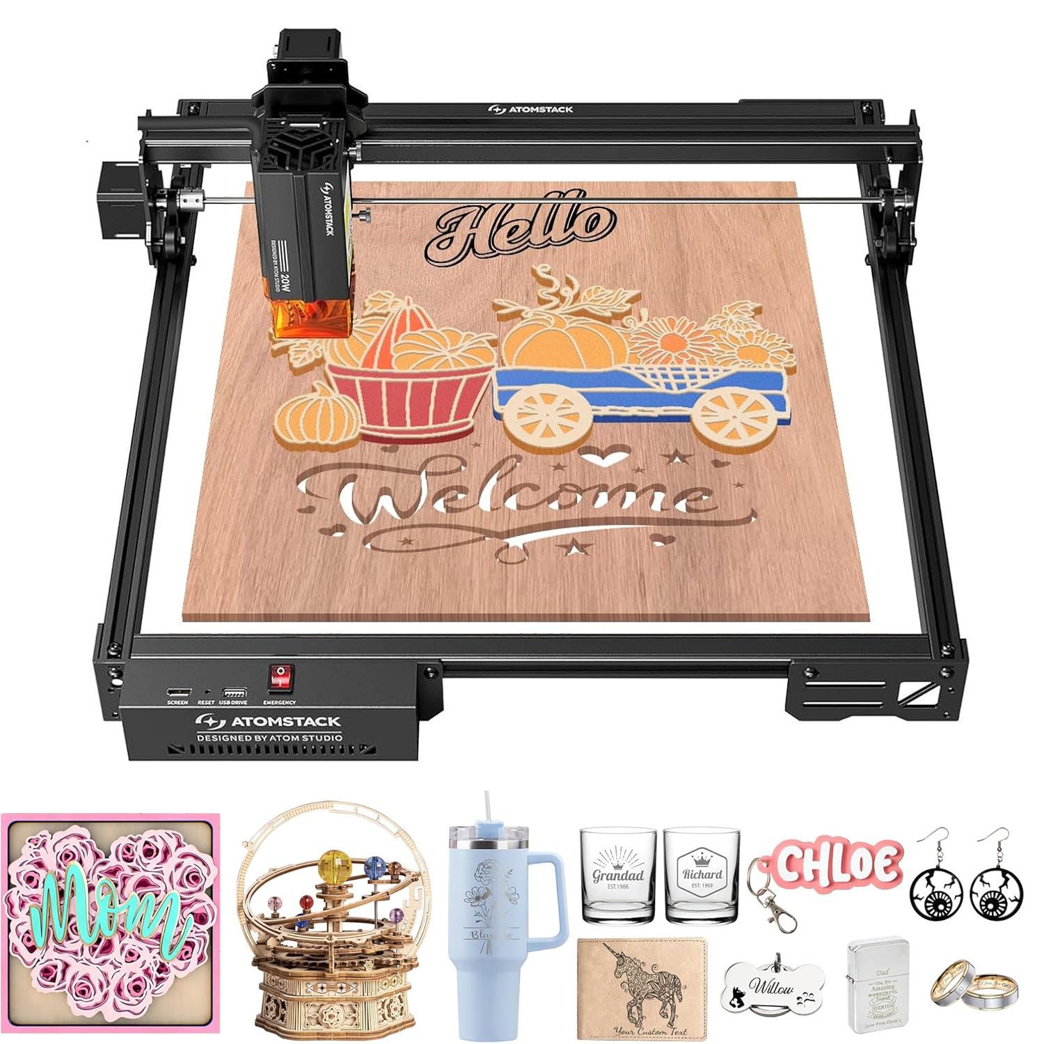 ANYSUN 3D-Drucker A20 PRO V2 Laser graviermaschine 20W Laser Cutter, Hochpräzisions, Laserschneider für personalisierte Geschenke,Visitenkarten,Holz,Metall