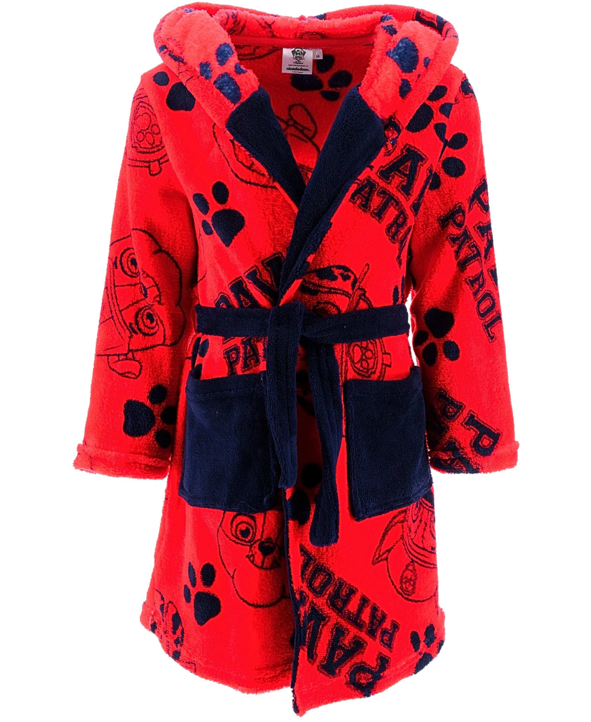 PAW PATROL Kinderbademantel All-over-Print, Polyester, mit Kapuze, Bindegürtel, für Kinder mit Kapuze Gr. 98-116 cm