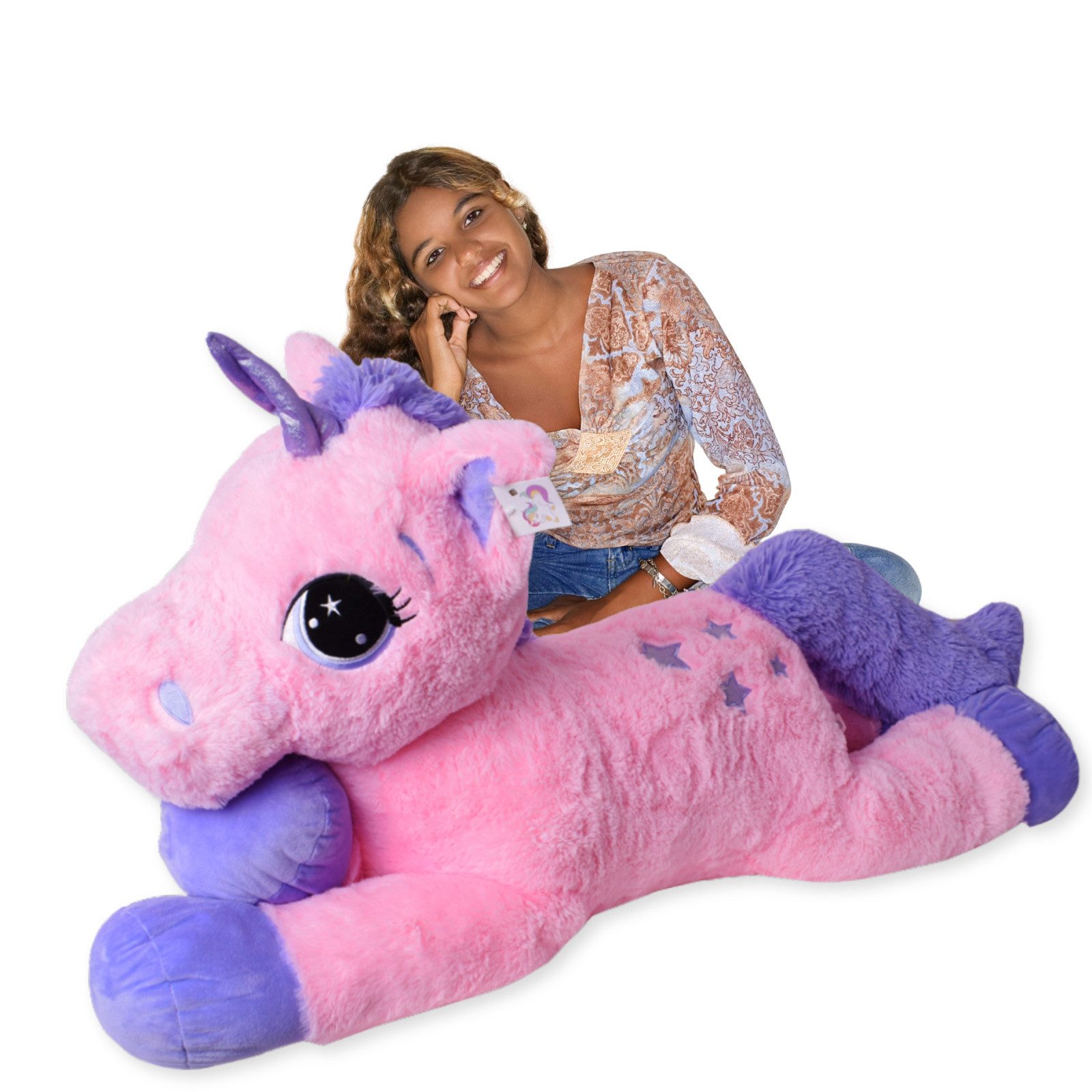 Kuscheltier großes XXL Einhorn Plüscheinhorn Plüschtier Stofftier Unicorn 110cm ro