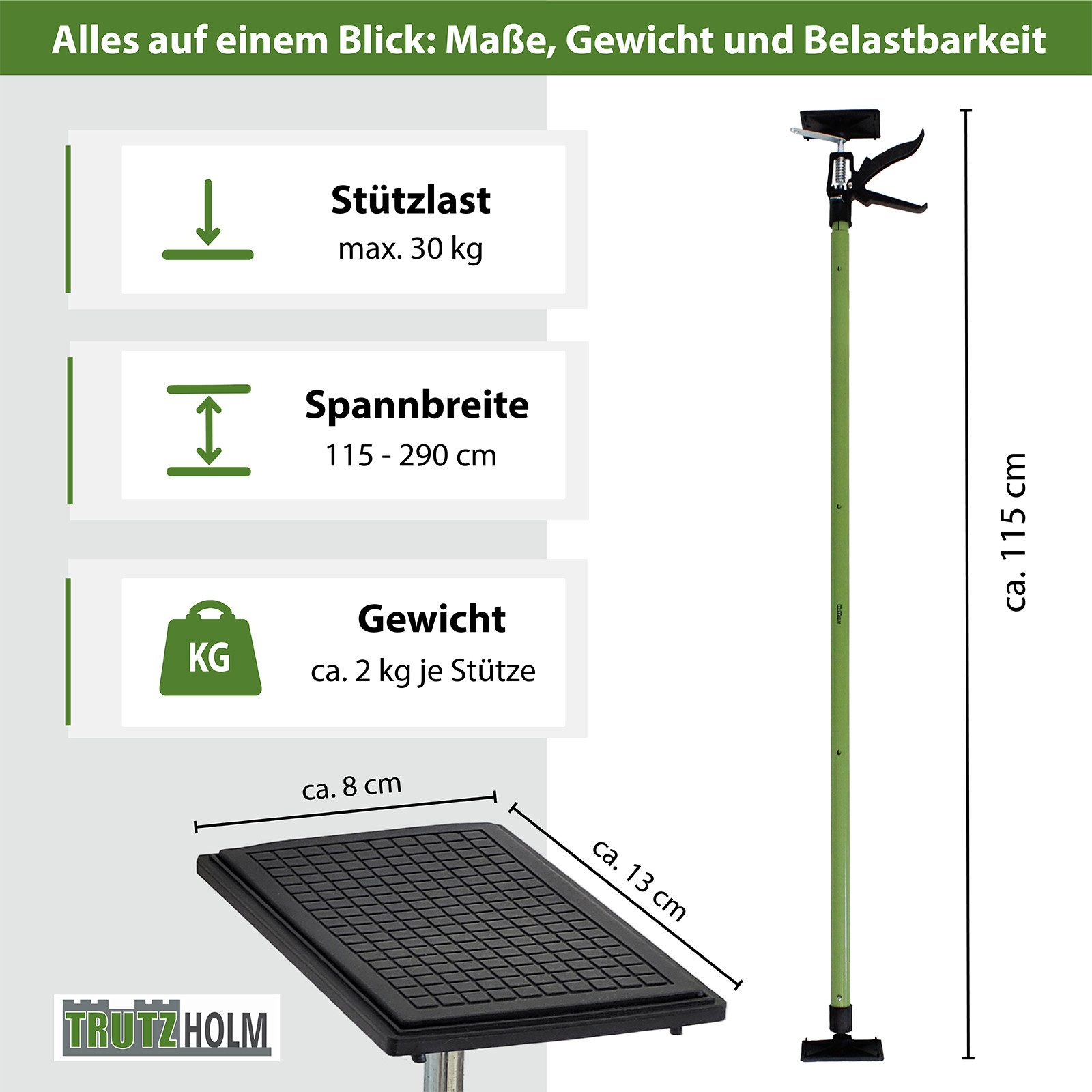 Montageklemme 3 x Einhandstütze Montagestütze Deckenstütze Teleskopstütze