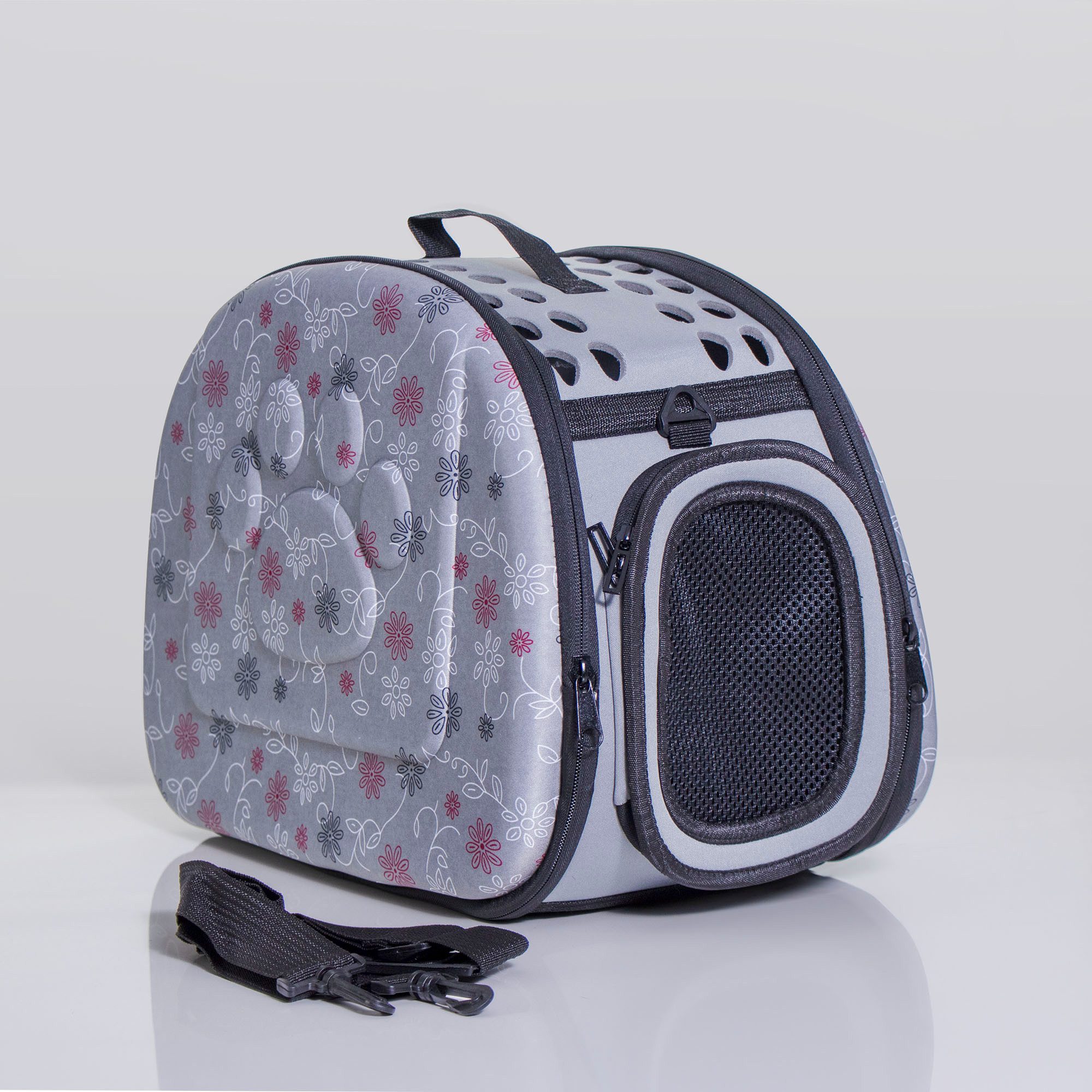 KVOTA Tiertransporttasche für Katzen, kleine Hunde und andere Haustiere. Mit Griff und Tragegurt bis 3 kg, Zusammenklappbar,Tragegurt verstellbar, Luftungsöffnungen Atmungsaktiv