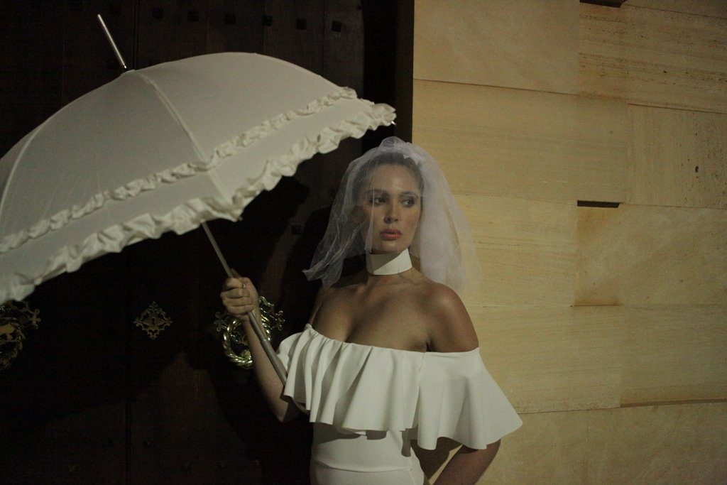 Rüschenkanten zwei Regenschirm Mary, Hochzeitsschirm von Lilienfeld Sonnenschirm Stockregenschirm ecru