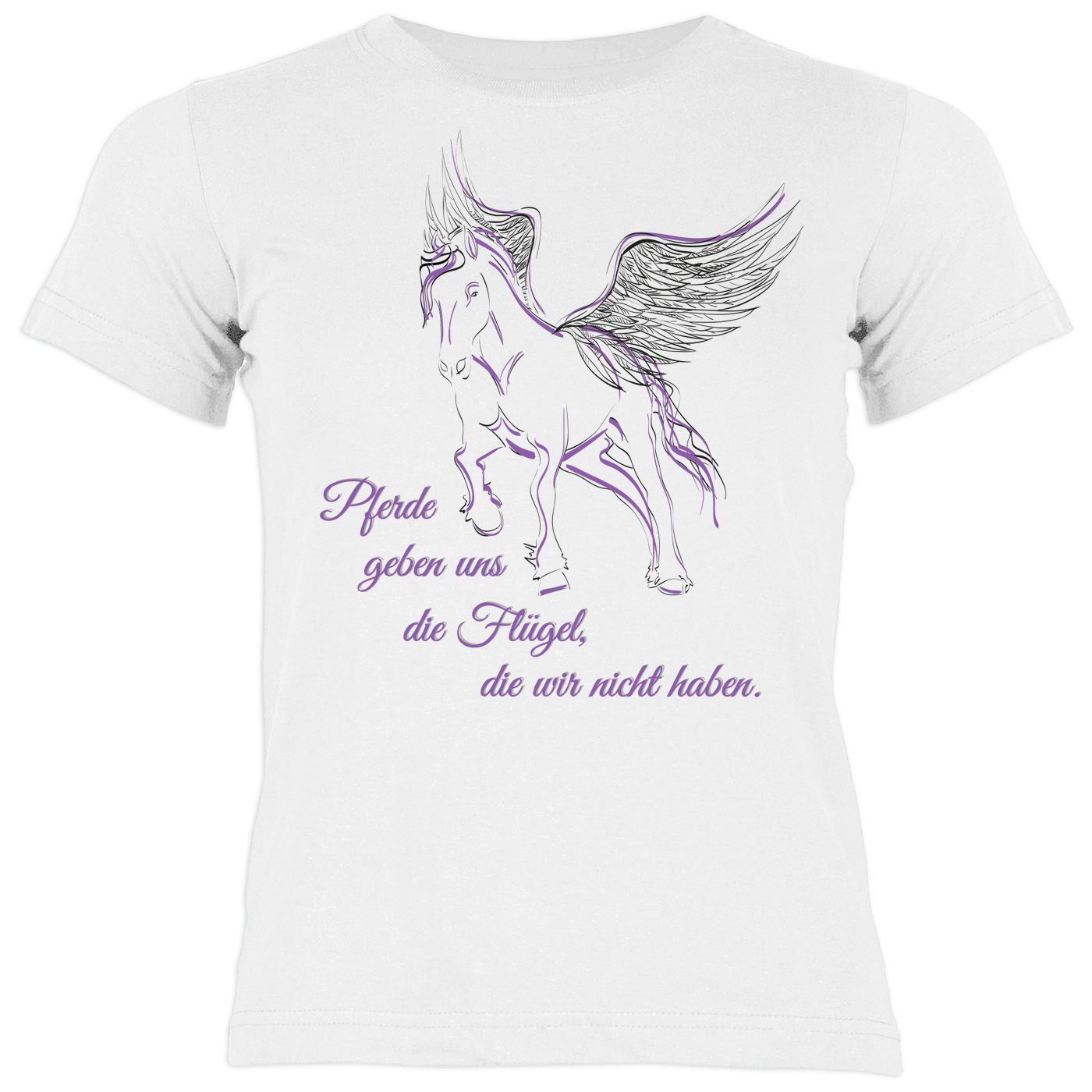 Tini - Shirts T-Shirt die Kindershirt nicht Pferde : die Sprüche Mädchen Pferde geben Flügel, Pferde haben Motiv wir uns