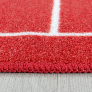 Kinderteppich PLAY 2915, Ayyildiz Teppiche, rechteckig, Höhe: 6 mm, robuster Kurzflor, Fußball, grün weiss rot,Italien, Kinderzimmer