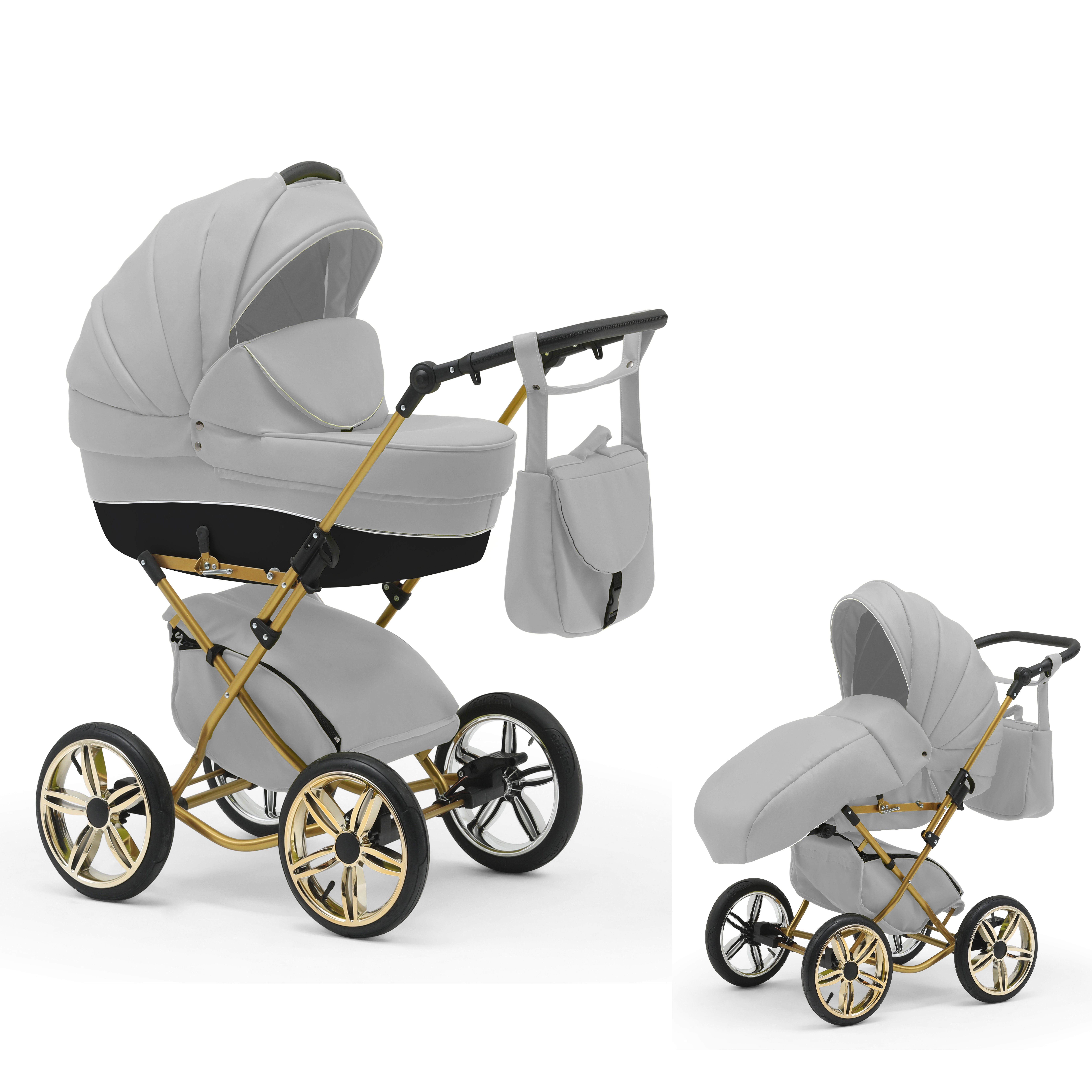 babies-on-wheels Kombi-Kinderwagen Sorento 2 1 Teile Hellgrau-Schwarz - - in Jahre bis 4 11 Designs 30 in von Geburt