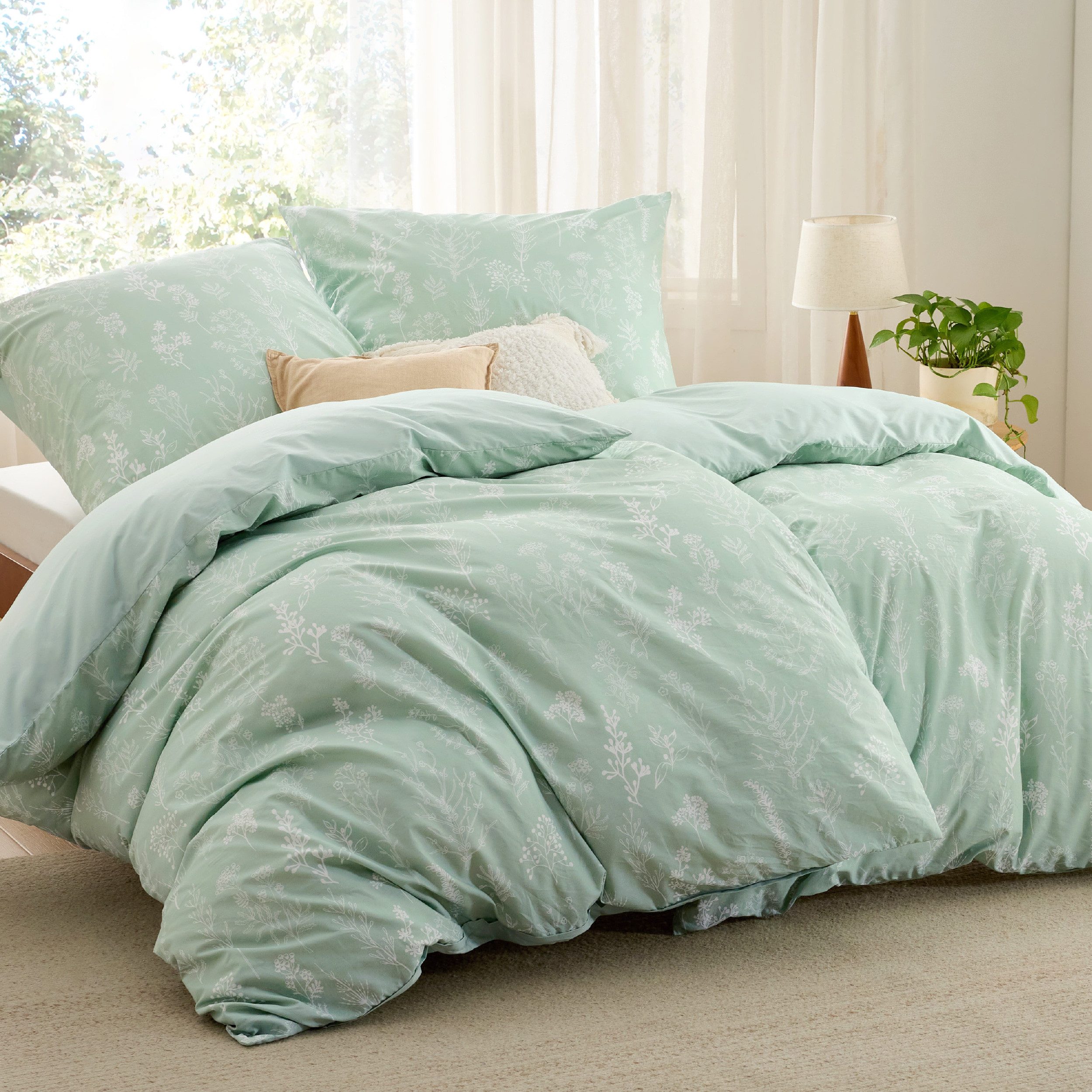 BEDSURE Wendebettwäsche mit Zweige-Design und Reißverschluss, günstig online kaufen