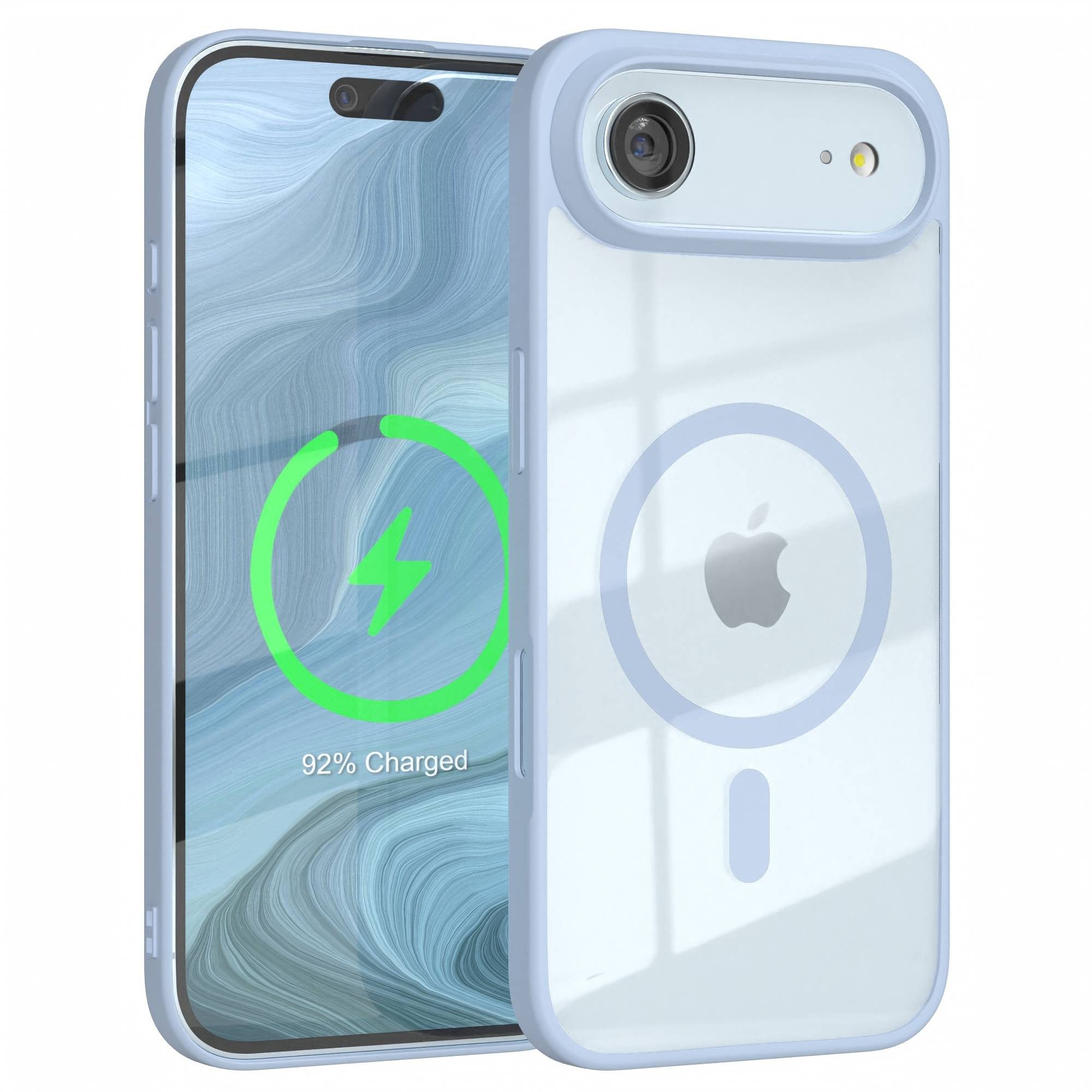 EAZY CASE Handyhülle Transparente Hülle mit MagSafe für iPhone Air 6,5 Zoll, Softcase, Schutzhülle mit Displayschutz, stoßfest, kratzfest, Hellblau