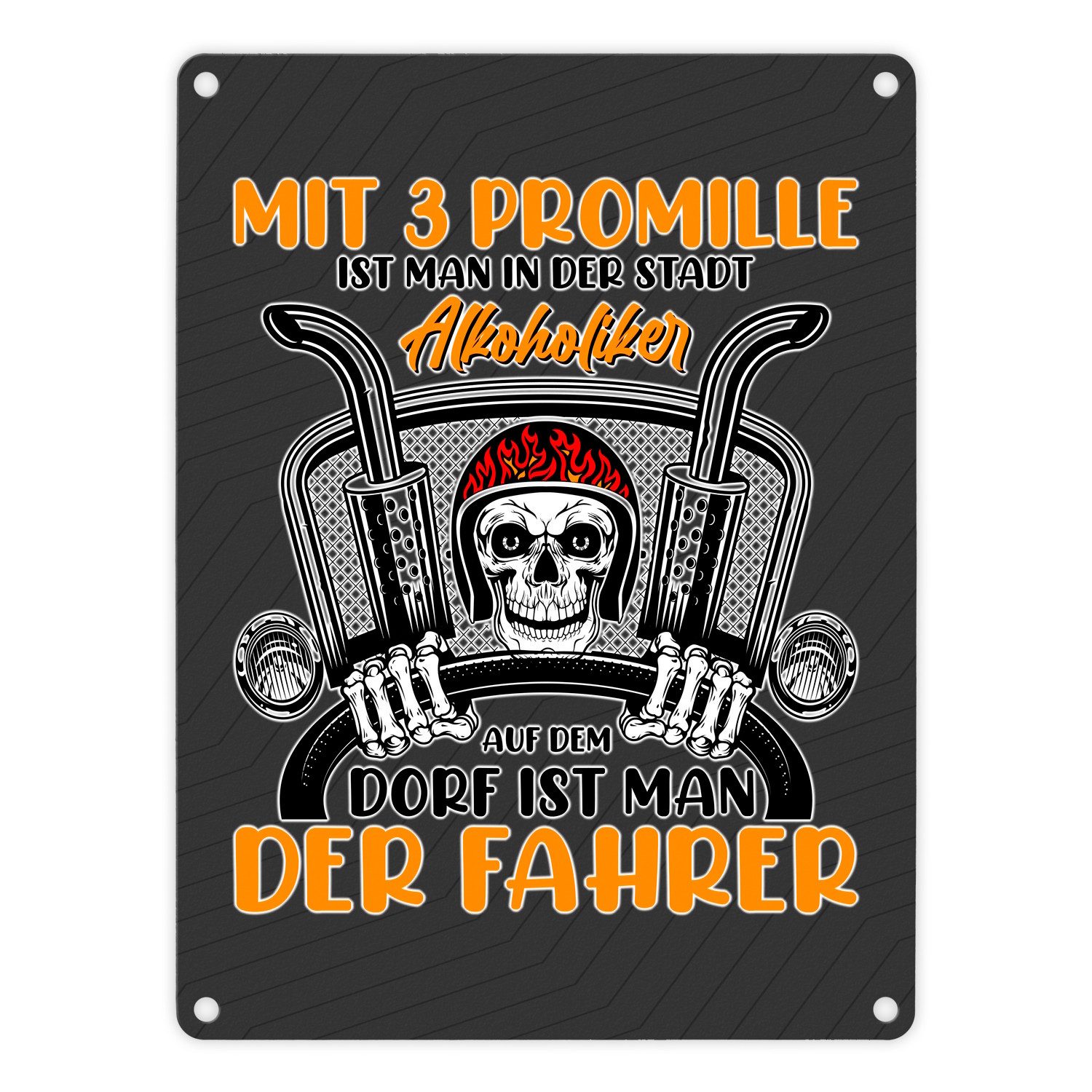 Metallschild Dorf Metallschild in 15x20 cm mit Spruch 3 Promille ist man der