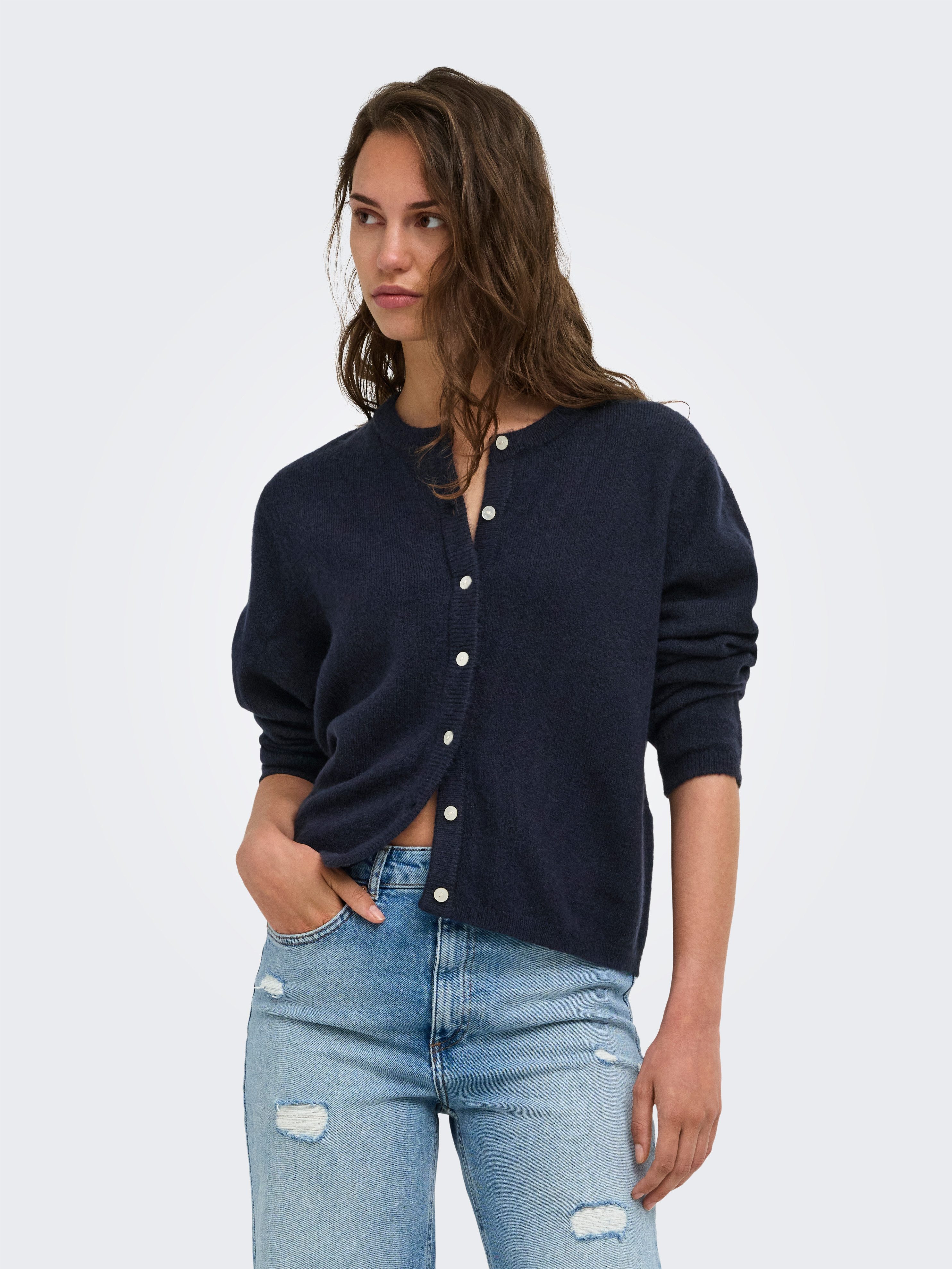 ONLY Strickjacke ONLSIMONI L/S O-NECK CARDIGAN KNT NOOS Materialmix, relaxed fit