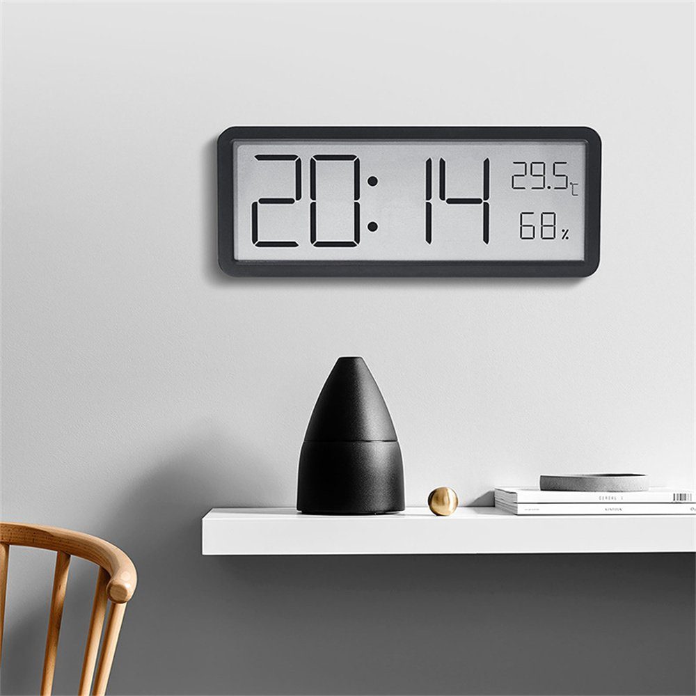 und Schwarz Wecker für Digitaler Dekorative Wecker Wanduhr Uhr, LED-Wecker, Temperatur- mit Luftfeuchtigkeitsanzeige das Wohnzimmer