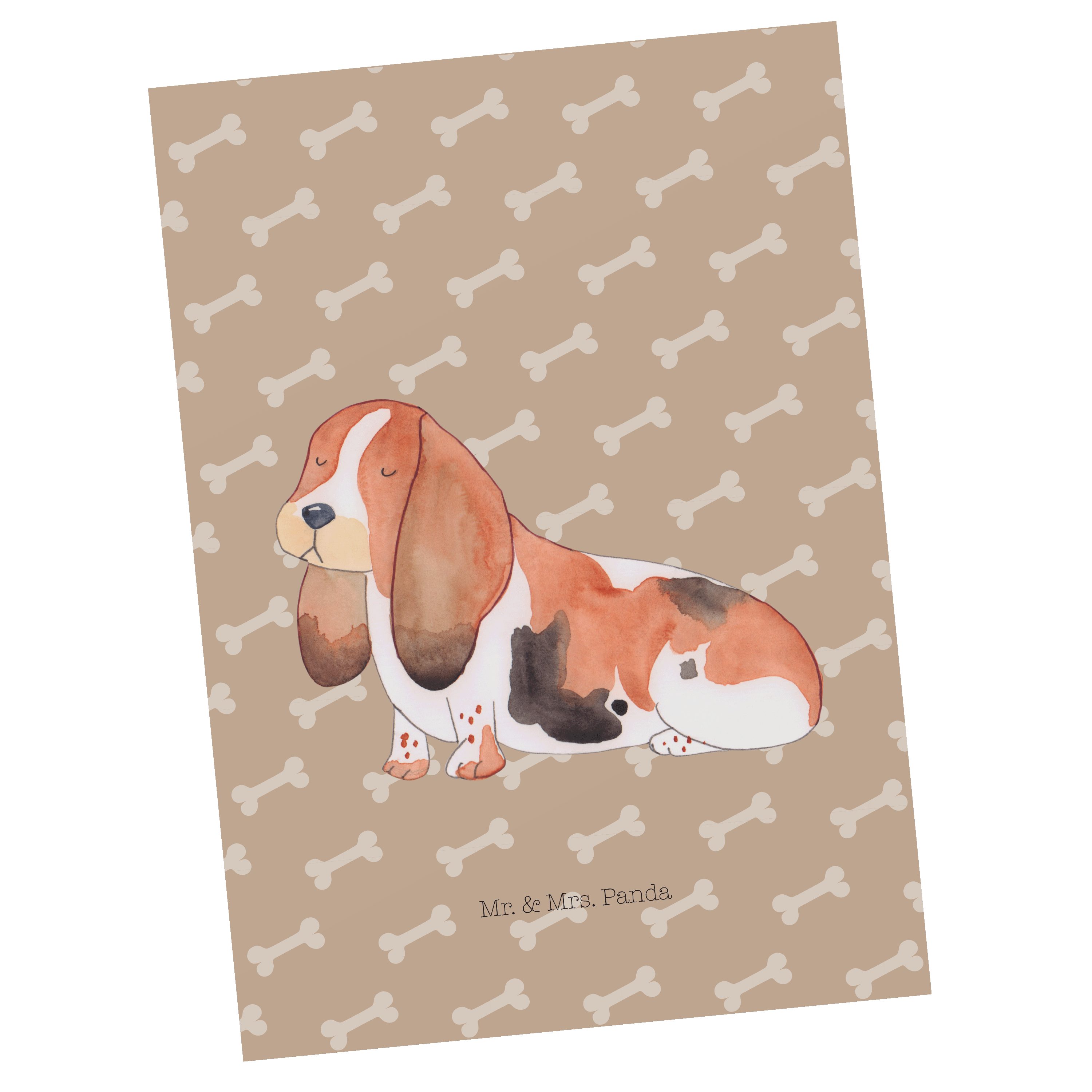 Mr. & Mrs. - Geschenk, Einladungskar Hound - Dankeskarte, Postkarte Basset Hund Hundeglück Panda