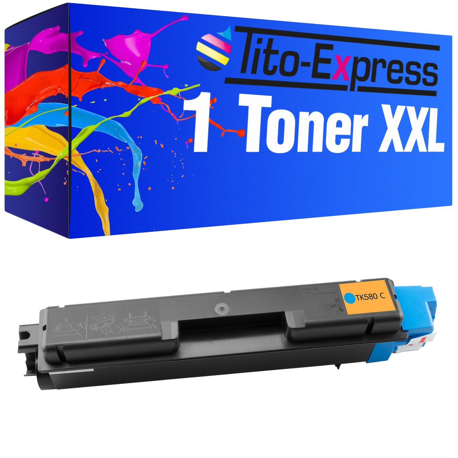 Tito-Express Tonerpatrone ersetzt Kyocera TK 580 Kyocera TK-580 KyoceraTK580 Cyan, für FS-C-5150DN / ECOSYS P-6021cdn
