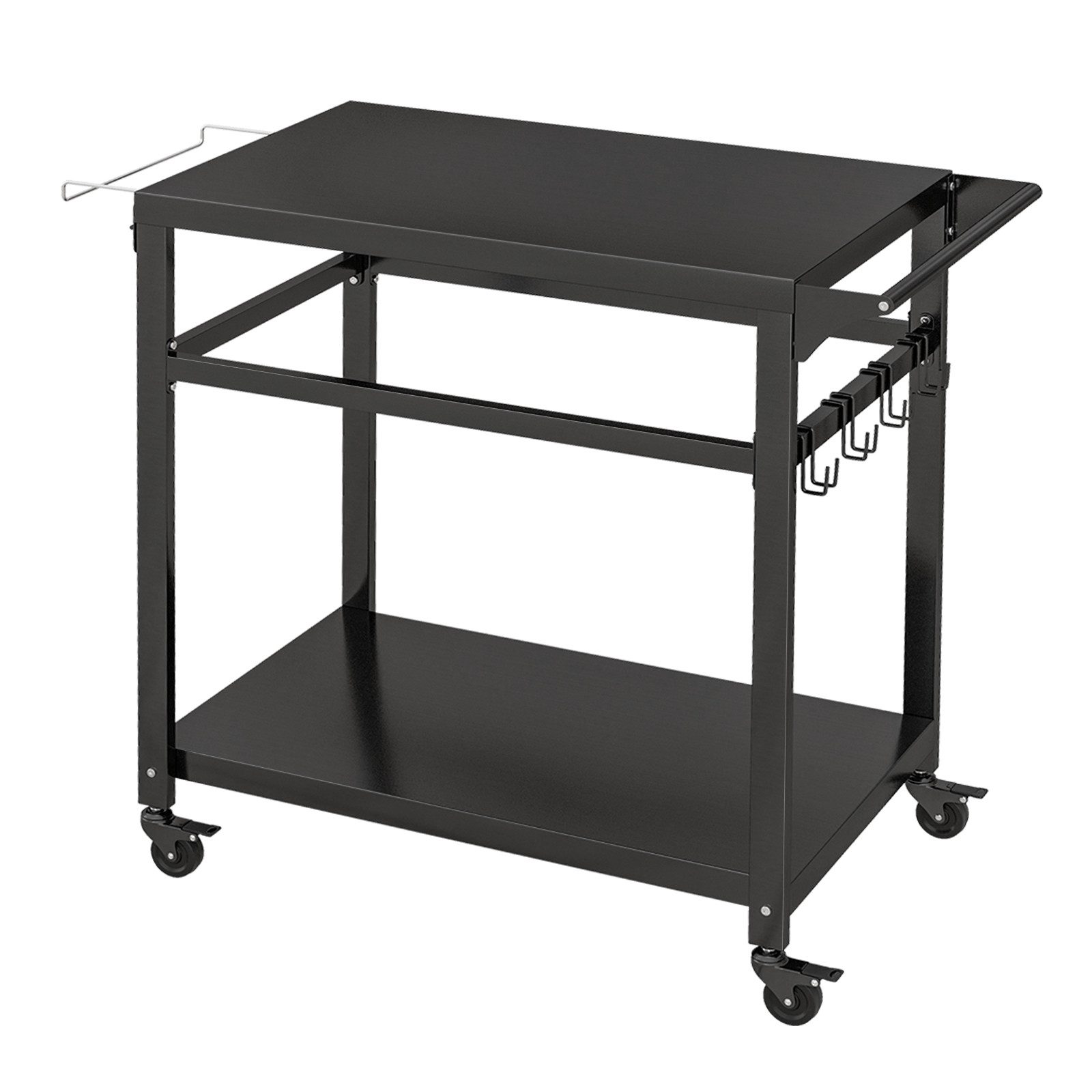 COSTWAY Grillablagetisch, mit 2 Ablagen, 4 Rollen & Haken, 108x50,5x88cm
