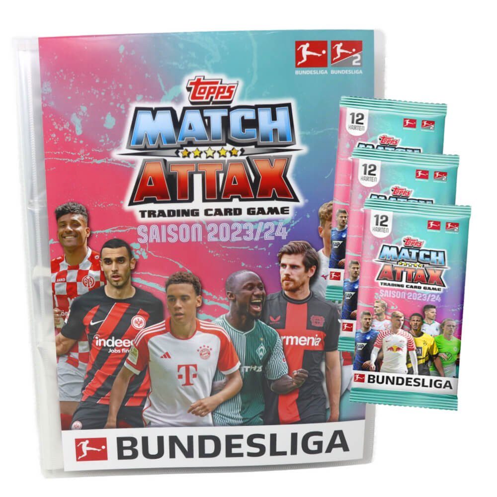 Topps Sammelkarte Topps Match Attax Bundesliga Karten Saison 2023 / 2024 1 Mappe + 3